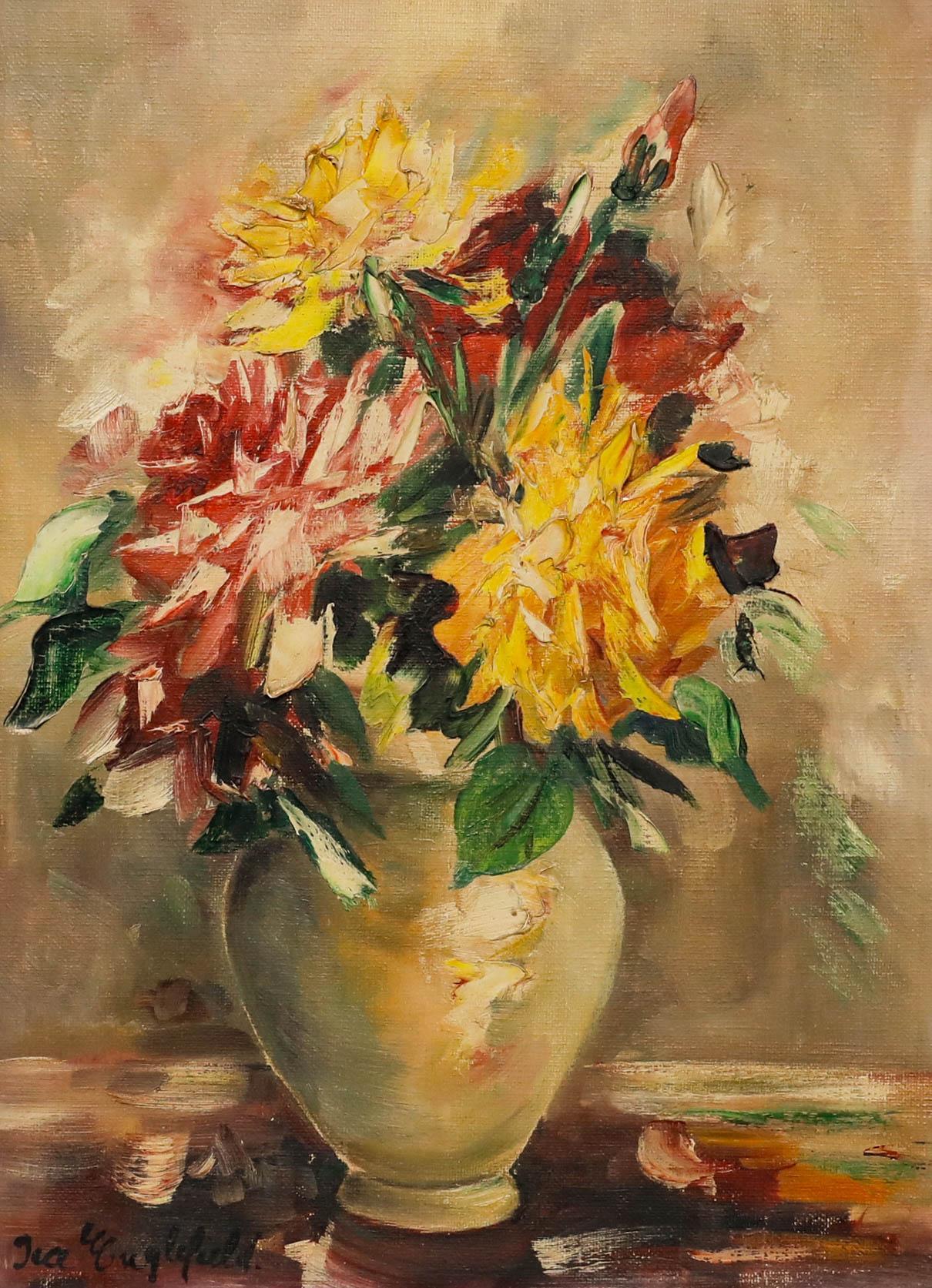 Ira Englefield (geb. 1912) - Gerahmtes Öl des 20. Jahrhunderts, Rosenstillleben im Angebot 1