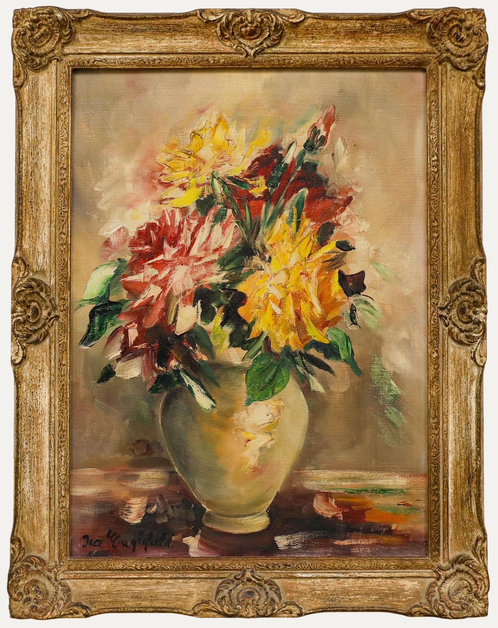 Ira Englefield (geb. 1912) - Gerahmtes Öl des 20. Jahrhunderts, Rosenstillleben