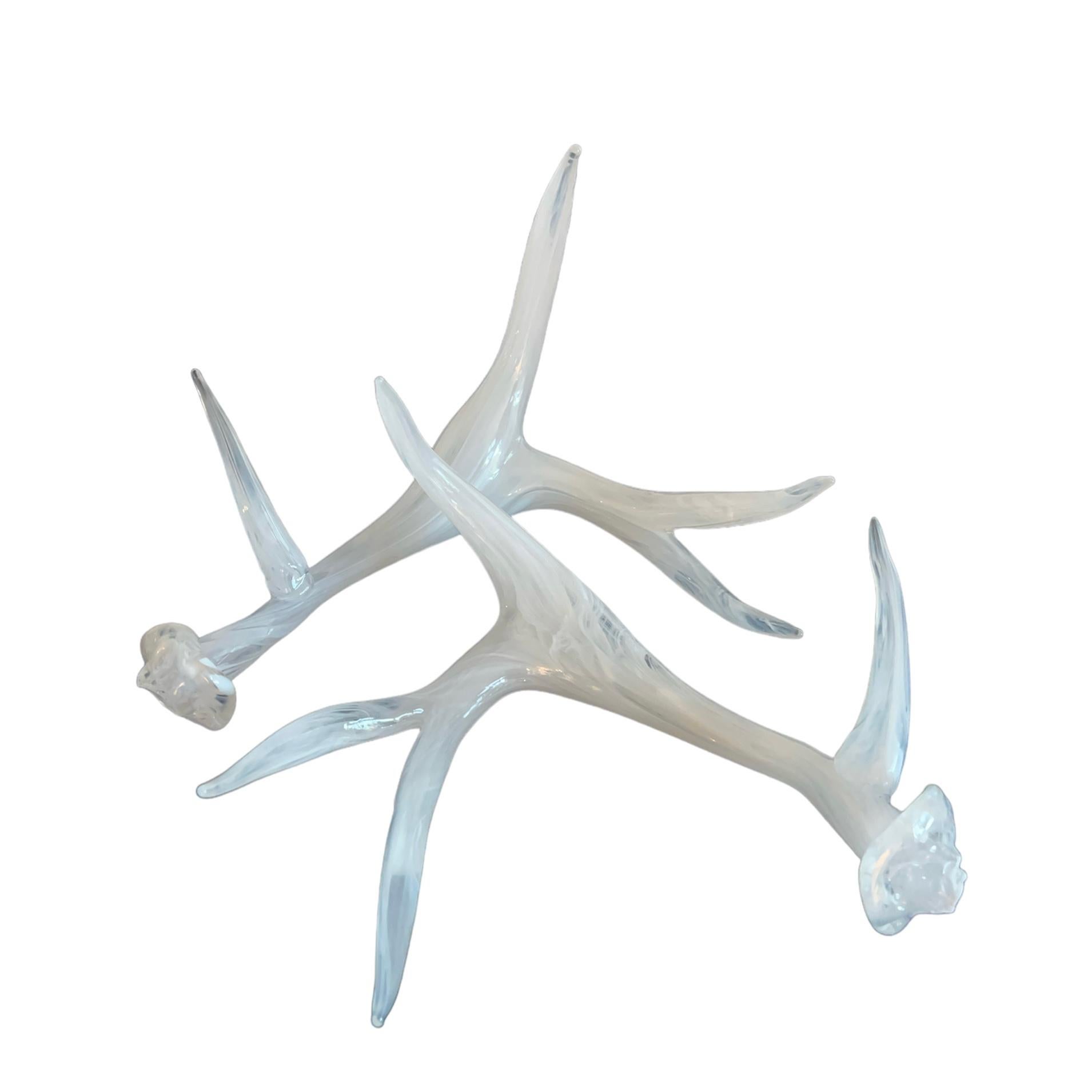 Glass Antlers, white - Sculpture by Ira Lujan