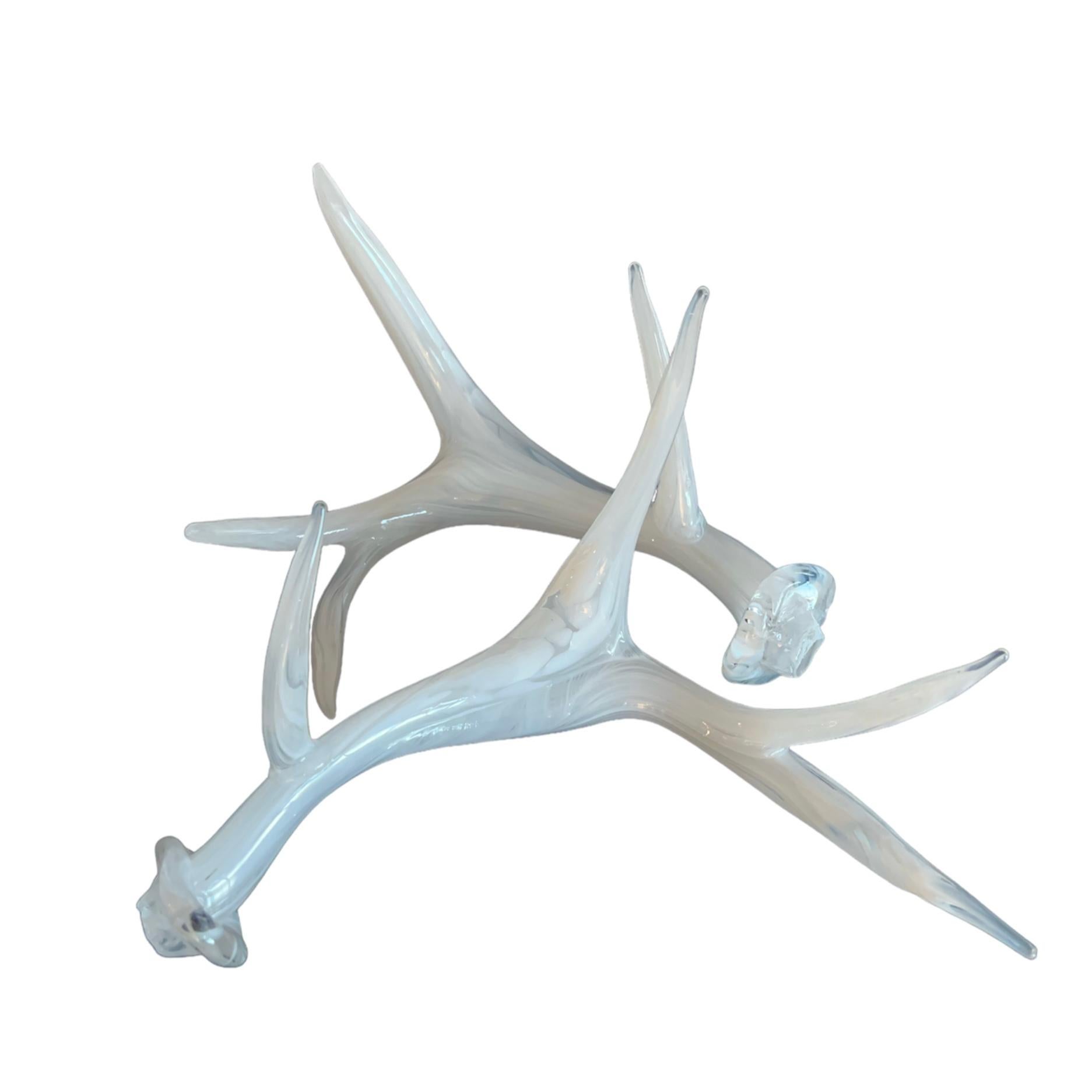 Ira Lujan Figurative Sculpture - Glass Antlers, white