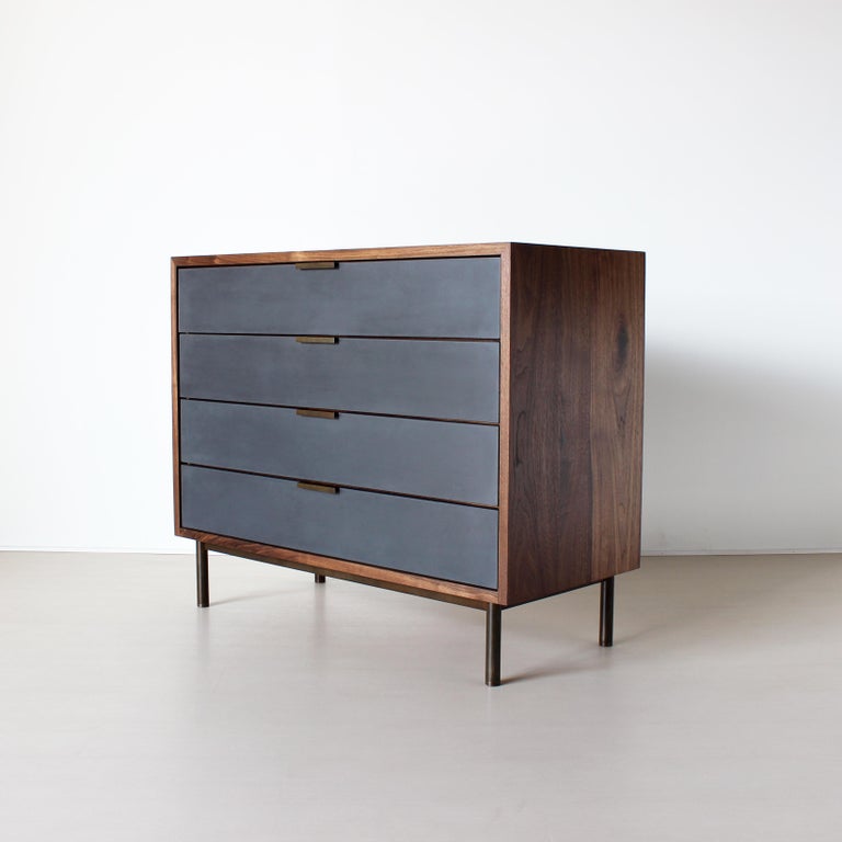 Ira Modern Concrete Cement And Walnut Dresser For Sale At 1stdibs