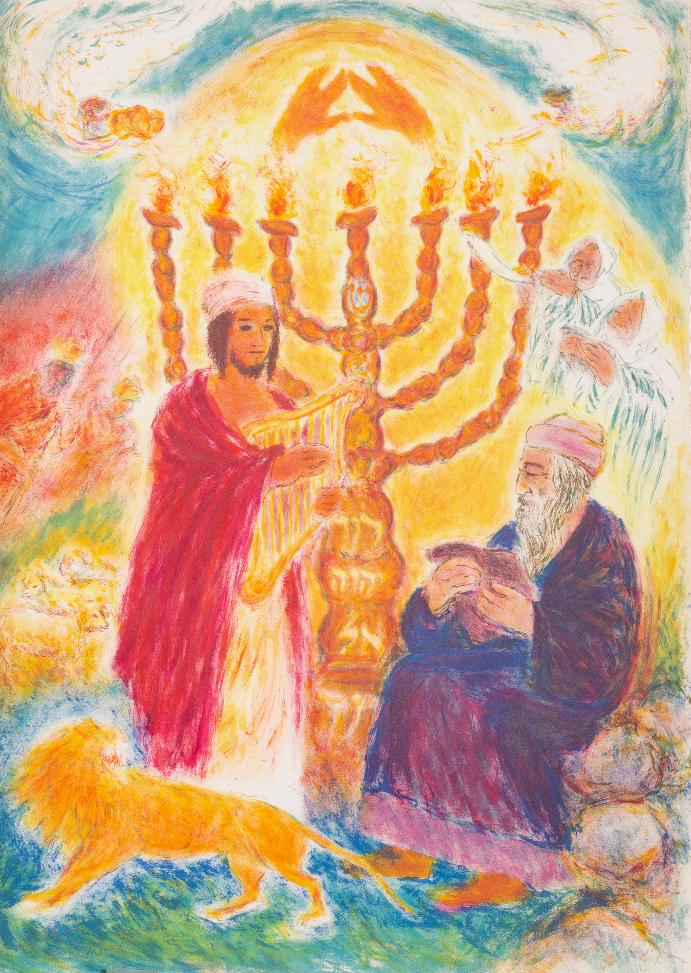  Ira Moskowitz, polacco/americano (1912-2001) -  Menorah, Portfolio: Cantico dei Cantici, Anno: 1972, Medium: Litografia, firmato e numerato a matita, Edizione: 100, Dimensioni: 30 x 21 pollici (76,2 x 53,34 cm) 
