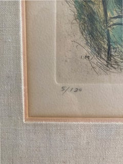 Reading the Torah, Modern Hand Colored Etching by Ira Moskowitz