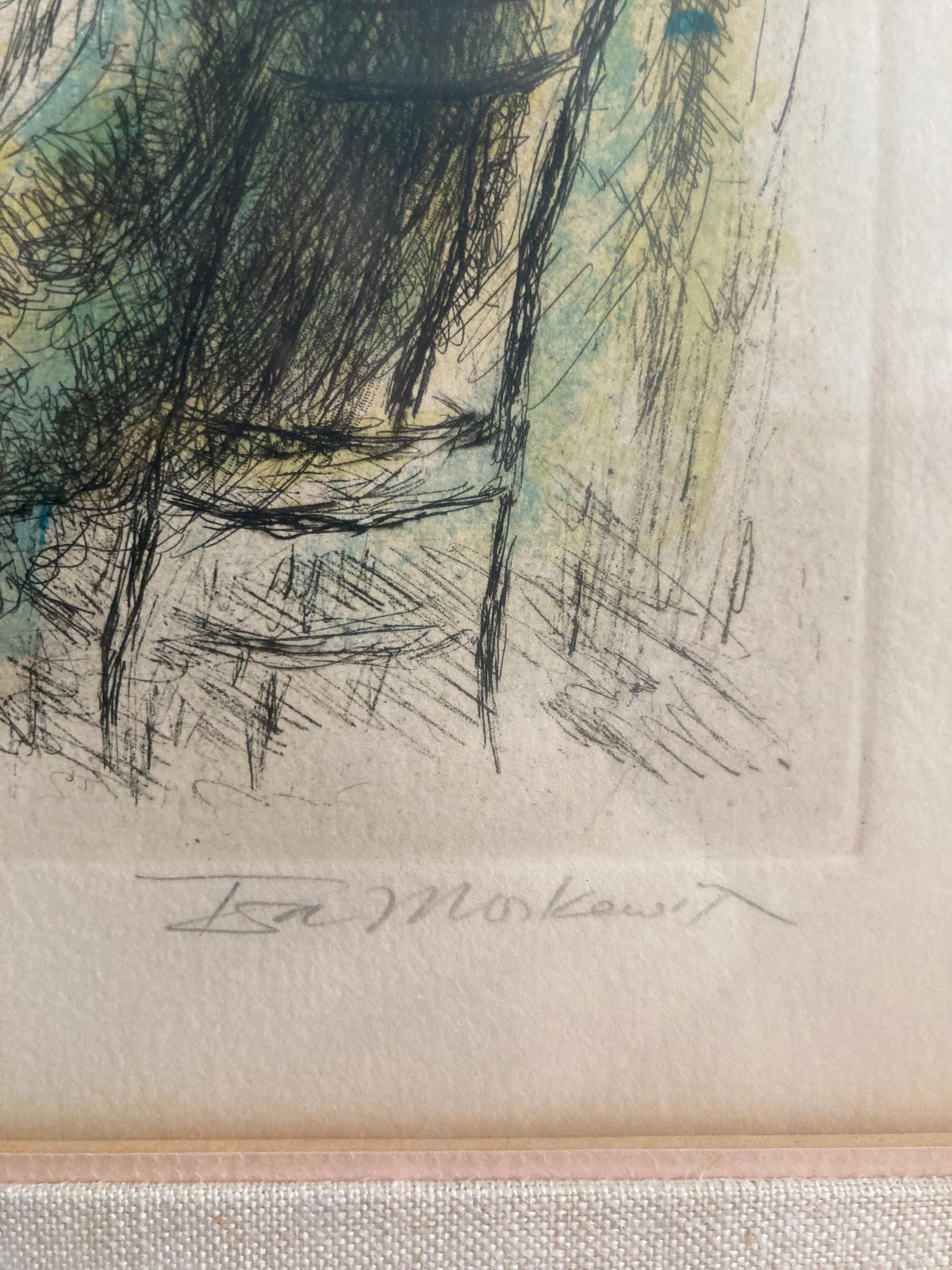 Reading the Torah, Modern Hand Colored Etching by Ira Moskowitz For Sale 3