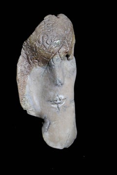Clay Mask, Unique Surrealist Ceramic Sculpture by Ira Ono