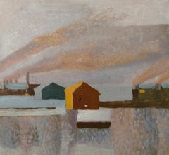 Winter. City - 21st Century Contemporay Calm Landscape Oil Painting