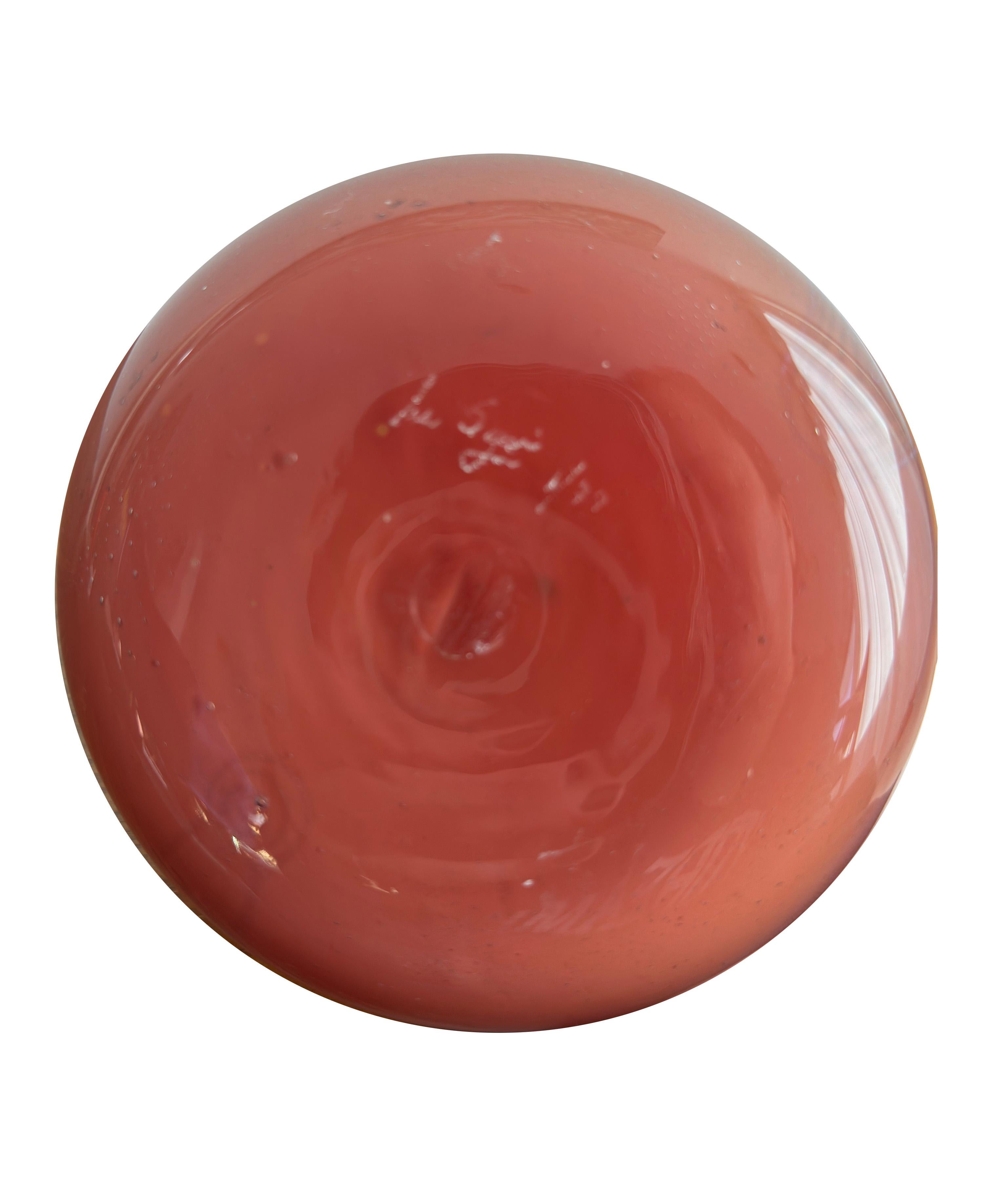 Orange Vase, Hand-Blown Glass Sculpture by Ira Sapir For Sale 3