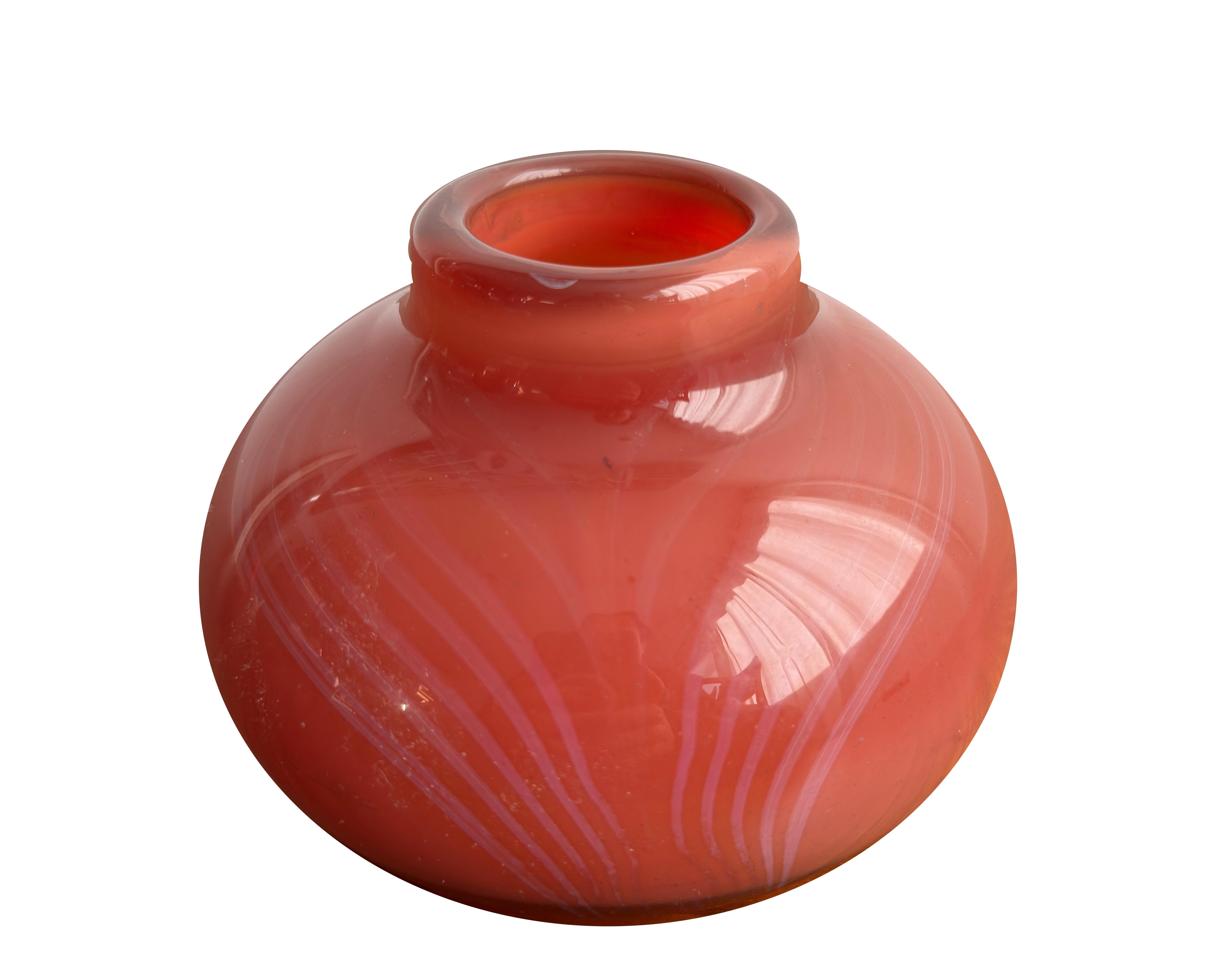 Orange Vase
Ira Sapir, American (1955)
Hand-Blown Glass, signed and numbered
Edition of 1/77
Size: 3.5 x 5.5 x 5.5 in. (8.89 x 13.97 x 13.97 cm)
1-inch opening at top