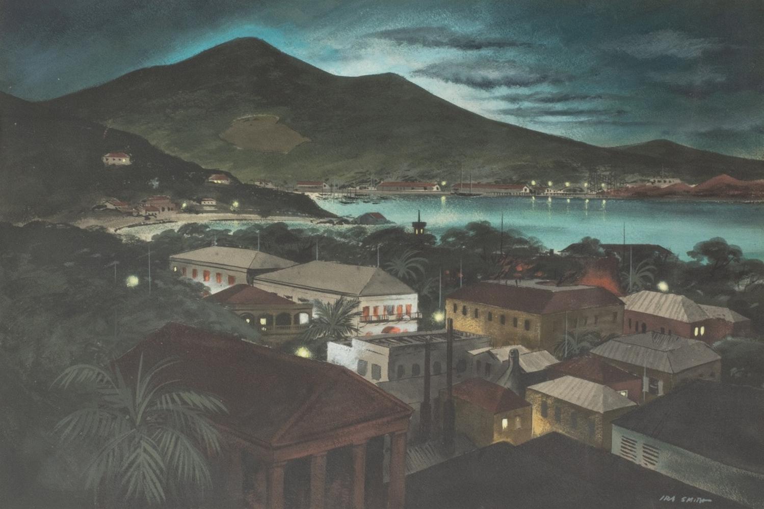 Smith & Smith Scena di porto Acquerello su carta - Painting di Ira Smith