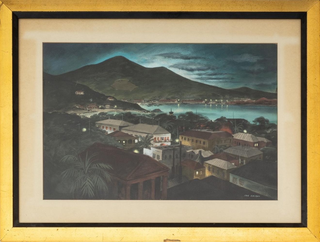 Landscape Painting di Ira Smith - Smith & Smith Scena di porto Acquerello su carta