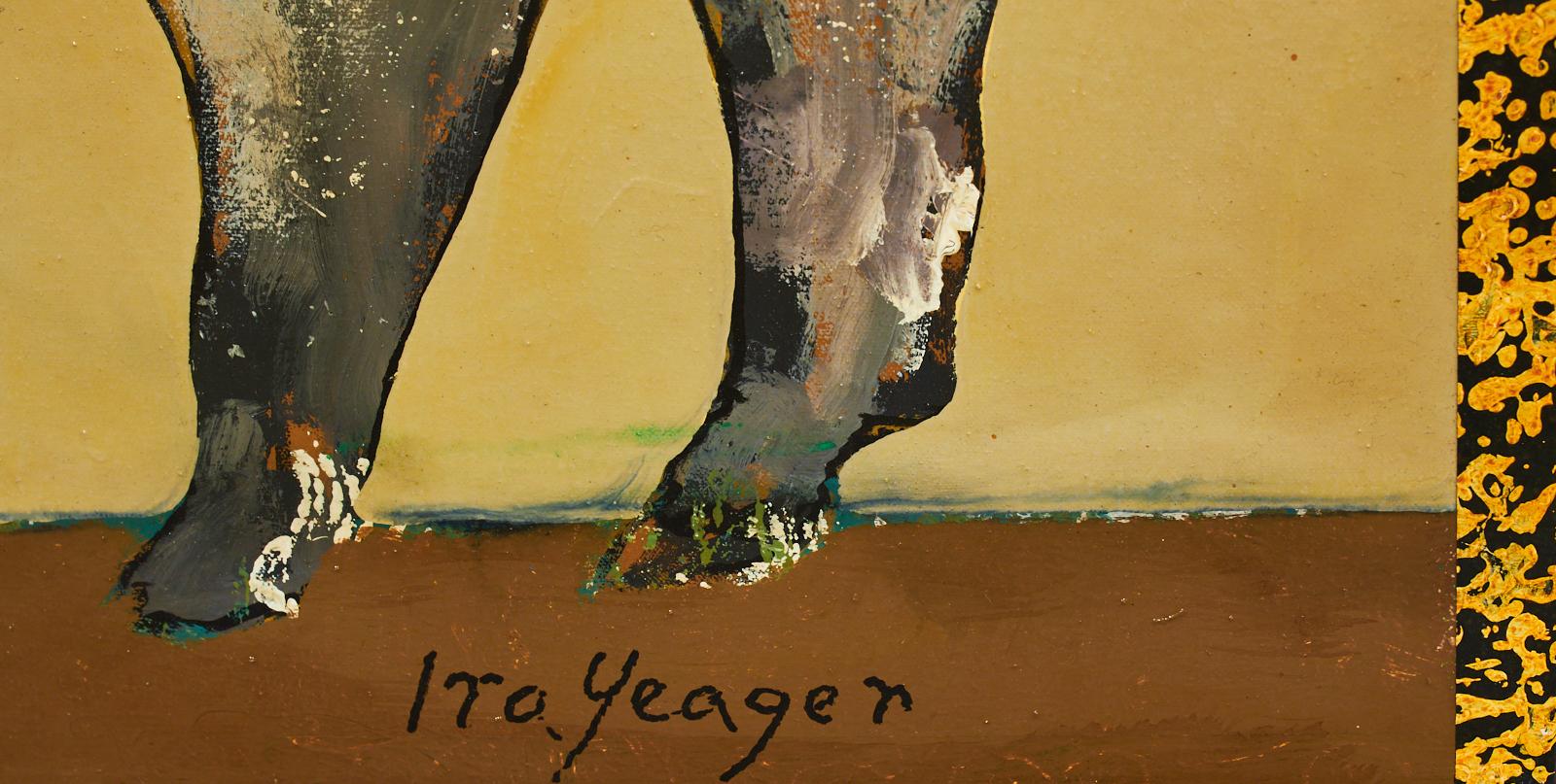 Toile Ira Yeager, homme du XVIIIe sicle avec animaux de ferme, France en vente
