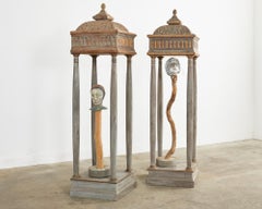 Scultura di Ira Yeager Testa di clown Pierrot su piedistallo