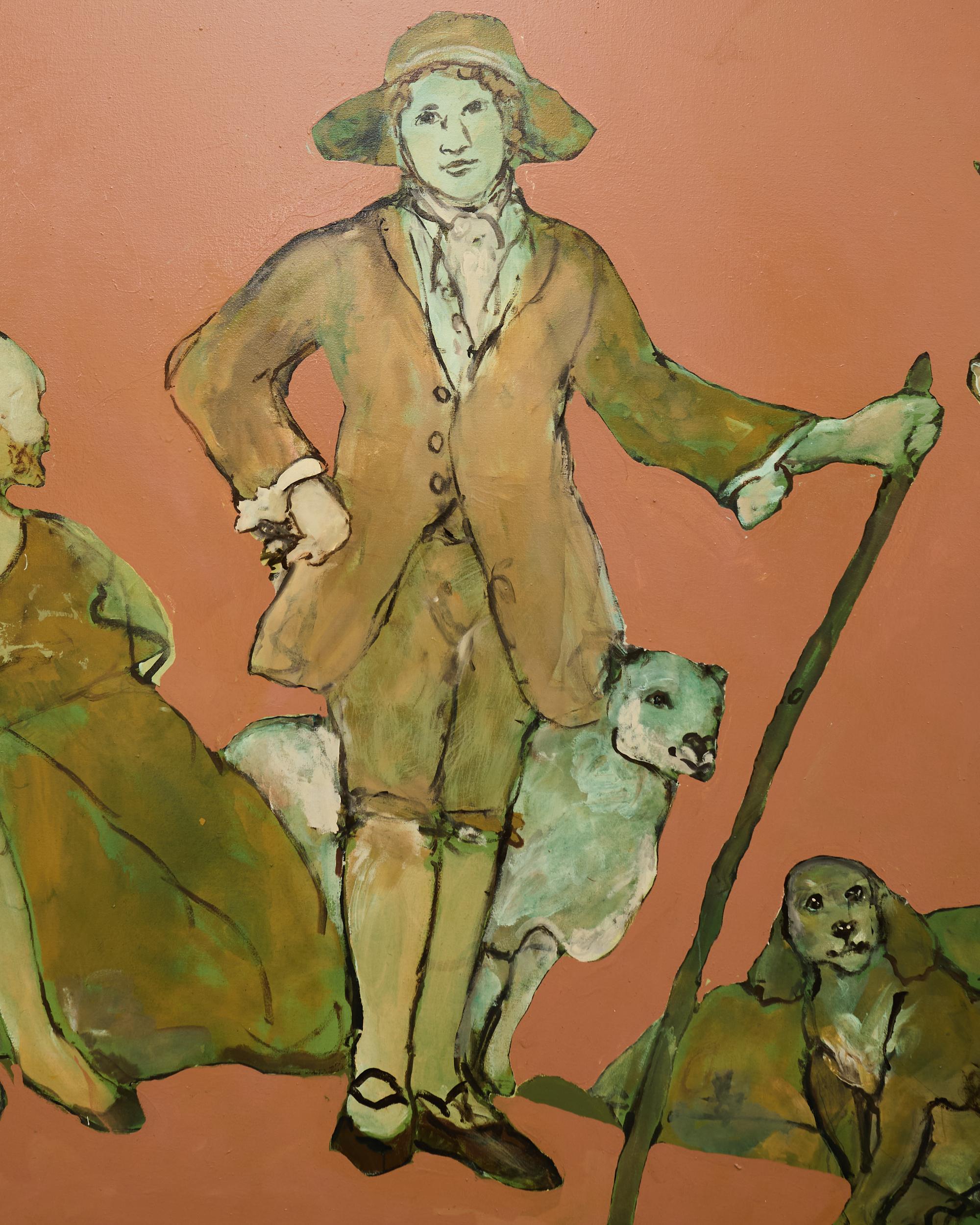 Ira Yeager Land Französisch Landwirt mit Tieren 8 Ft. (Handgefertigt) im Angebot