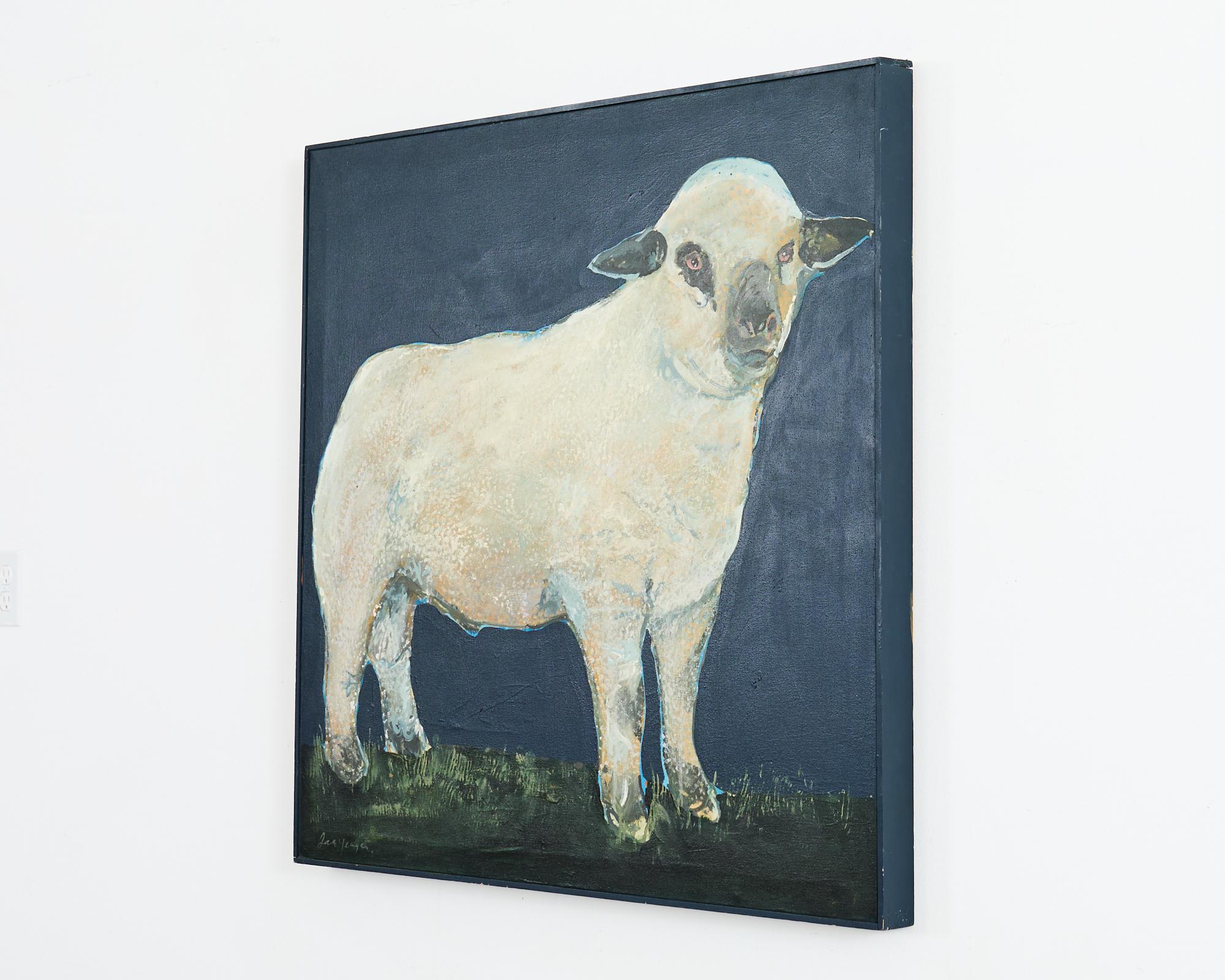Country Ira Yeager Lamb Oil Canvas 20th Century For Sale