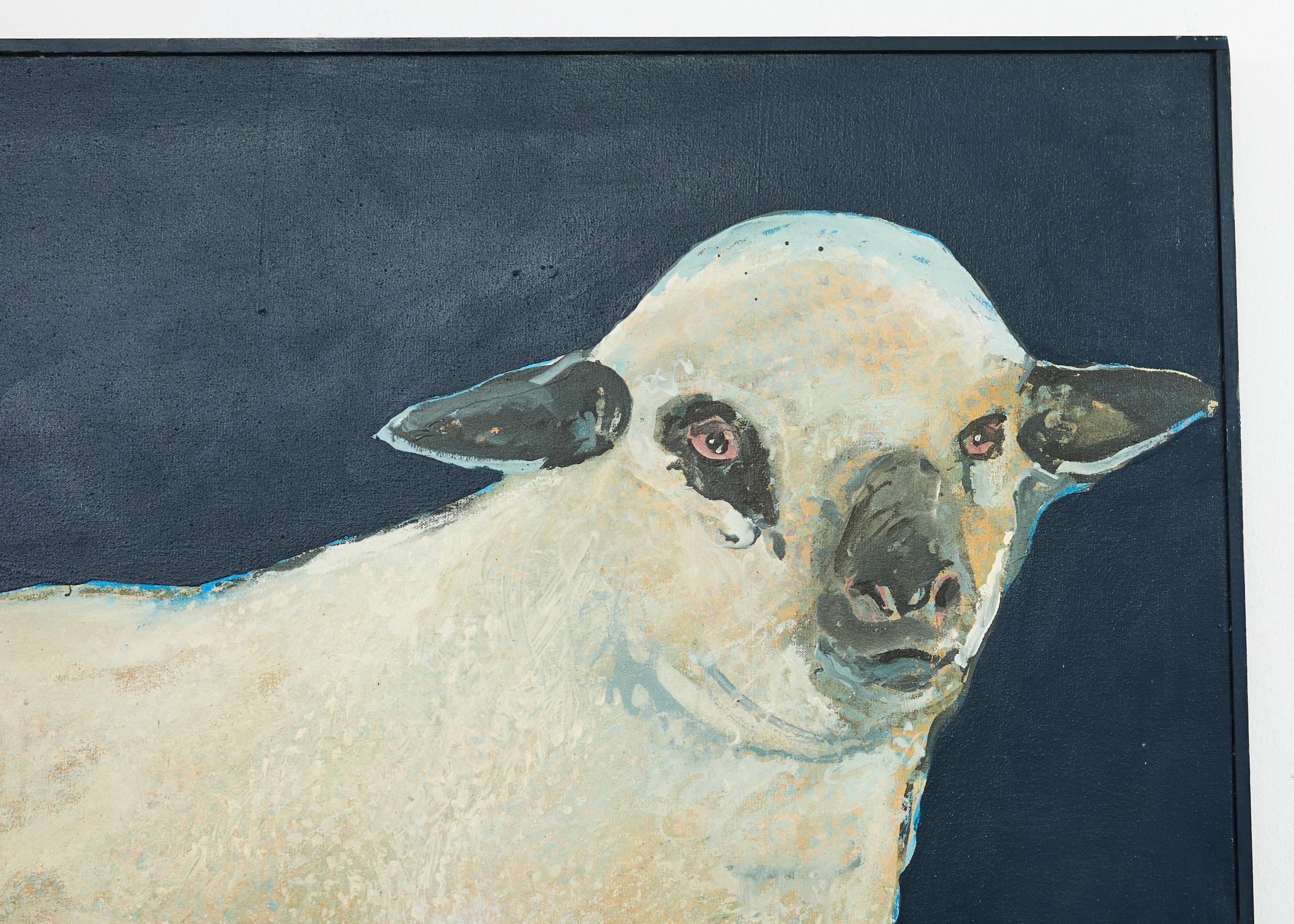Lacquered Ira Yeager Lamb Oil Canvas 20th Century For Sale