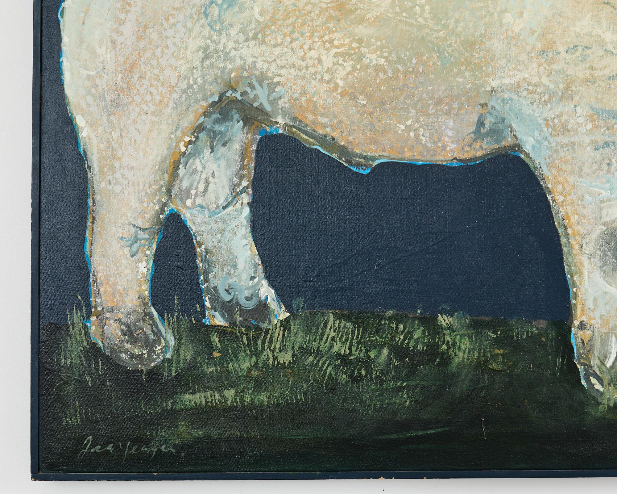 Ira Yeager Lamb Oil Canvas 20th Century In Good Condition For Sale In Rio Vista, CA