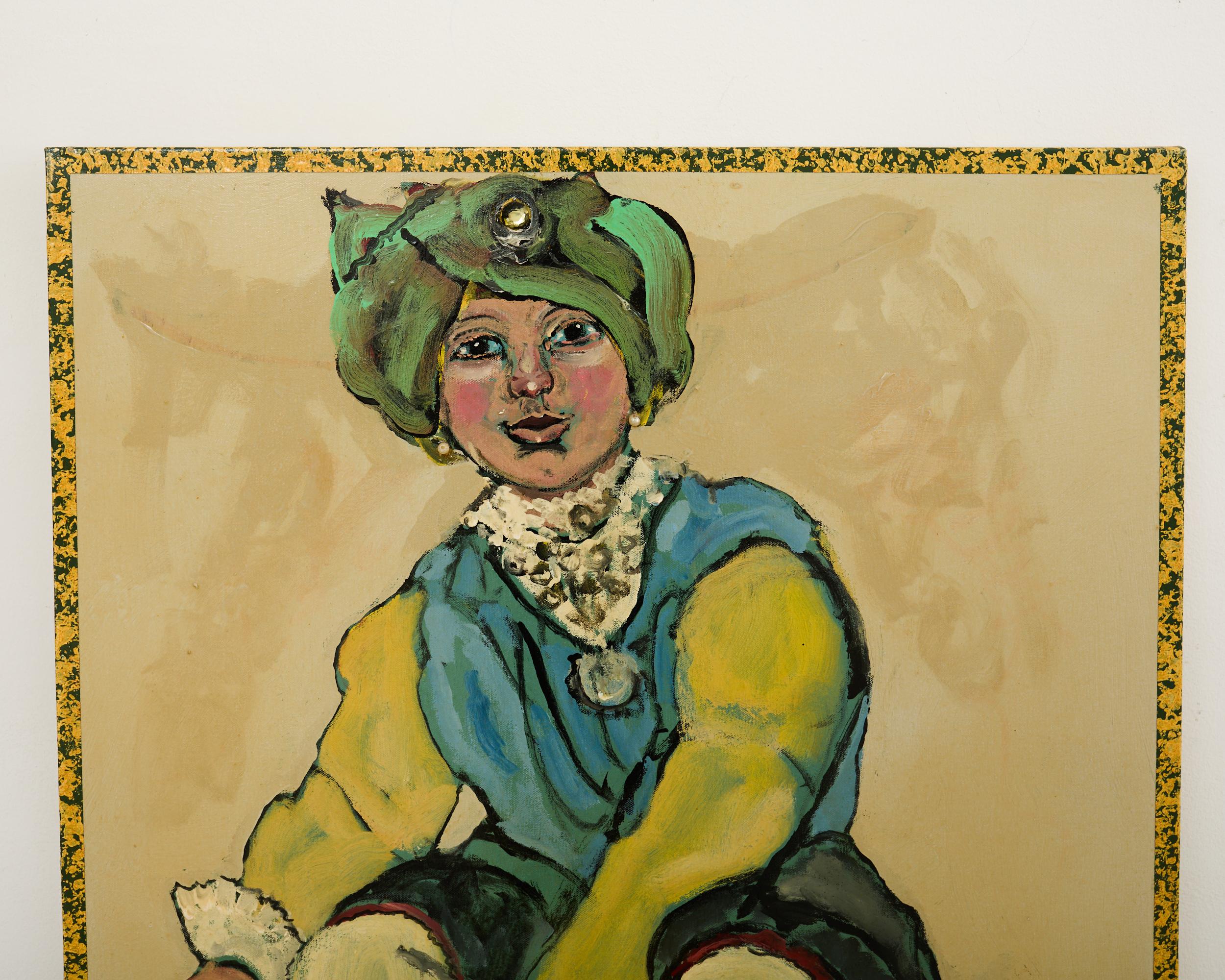 Americano Dipinto di Ira Yeager raffigurante una ballerina in costume del XIX secolo in vendita