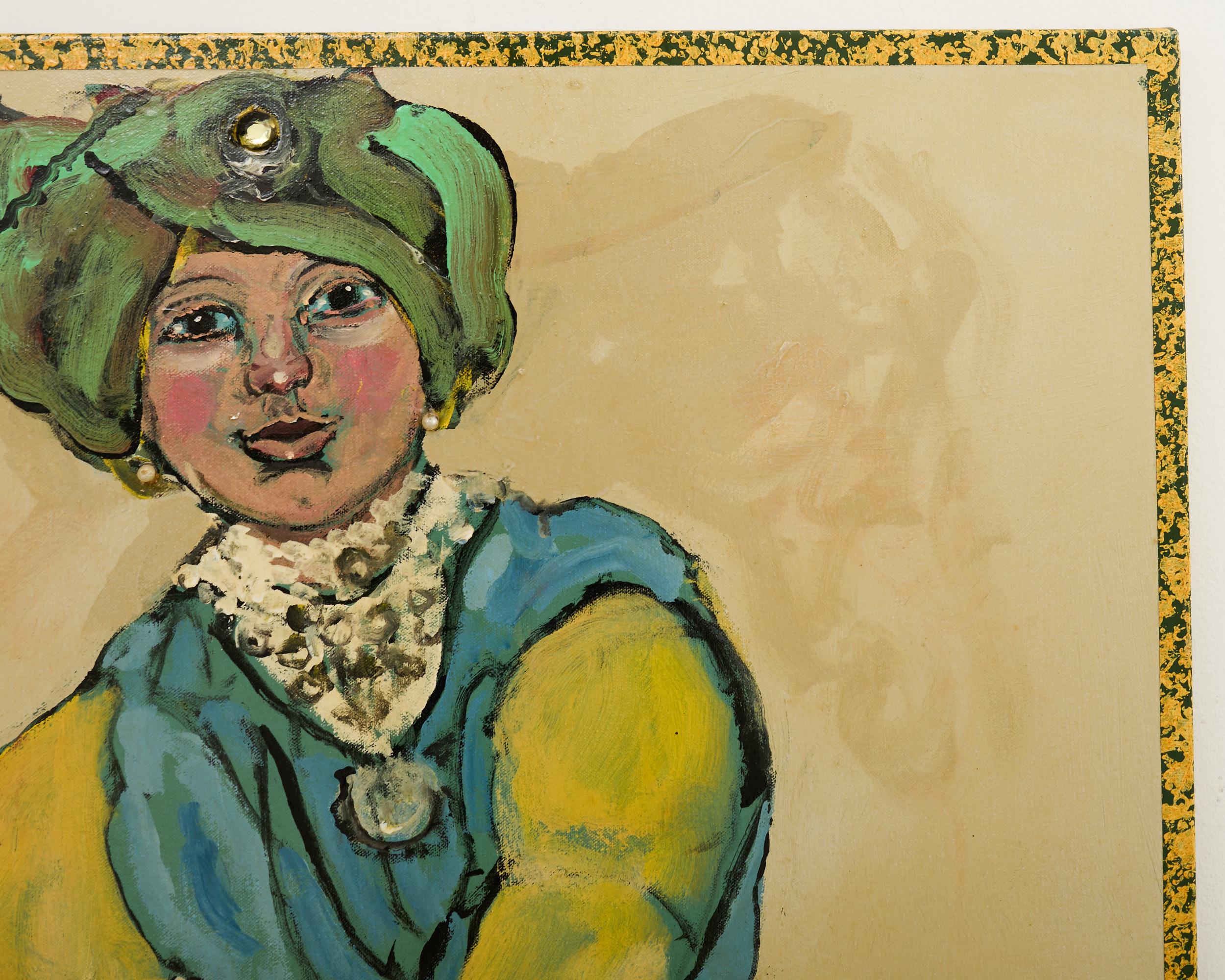XX secolo Dipinto di Ira Yeager raffigurante una ballerina in costume del XIX secolo in vendita
