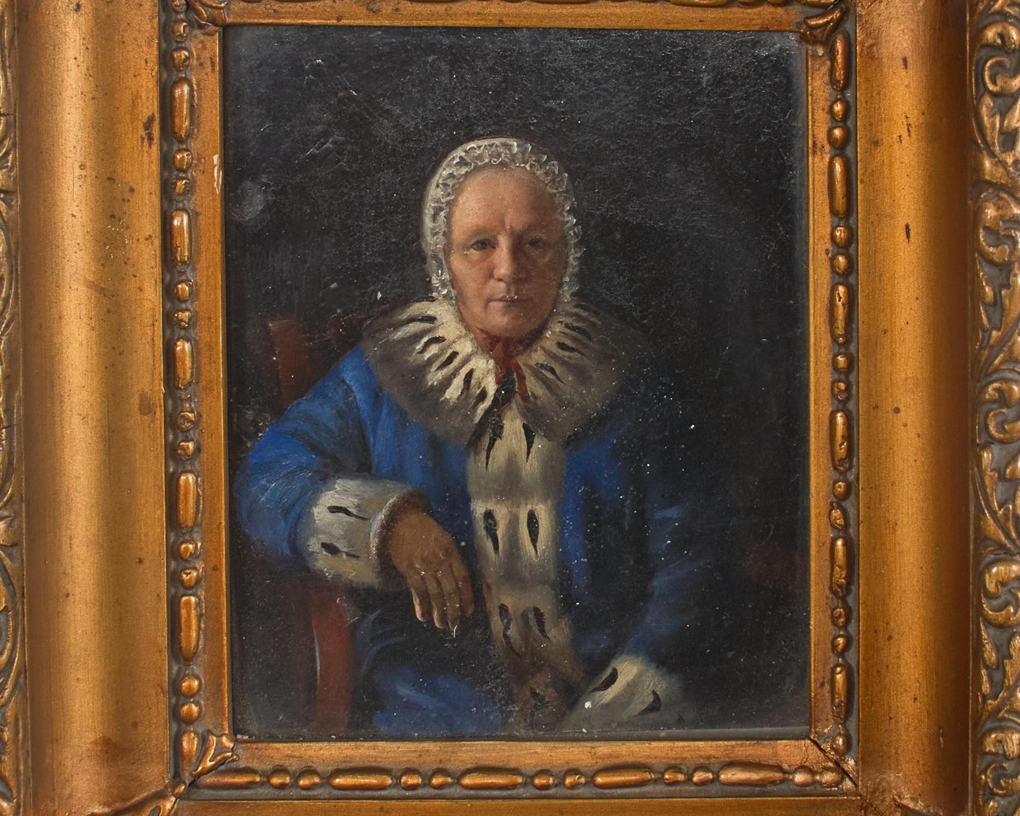 Ira Yeager, Porträt einer Frau in Blau und Ermine (Viktorianisch) im Angebot