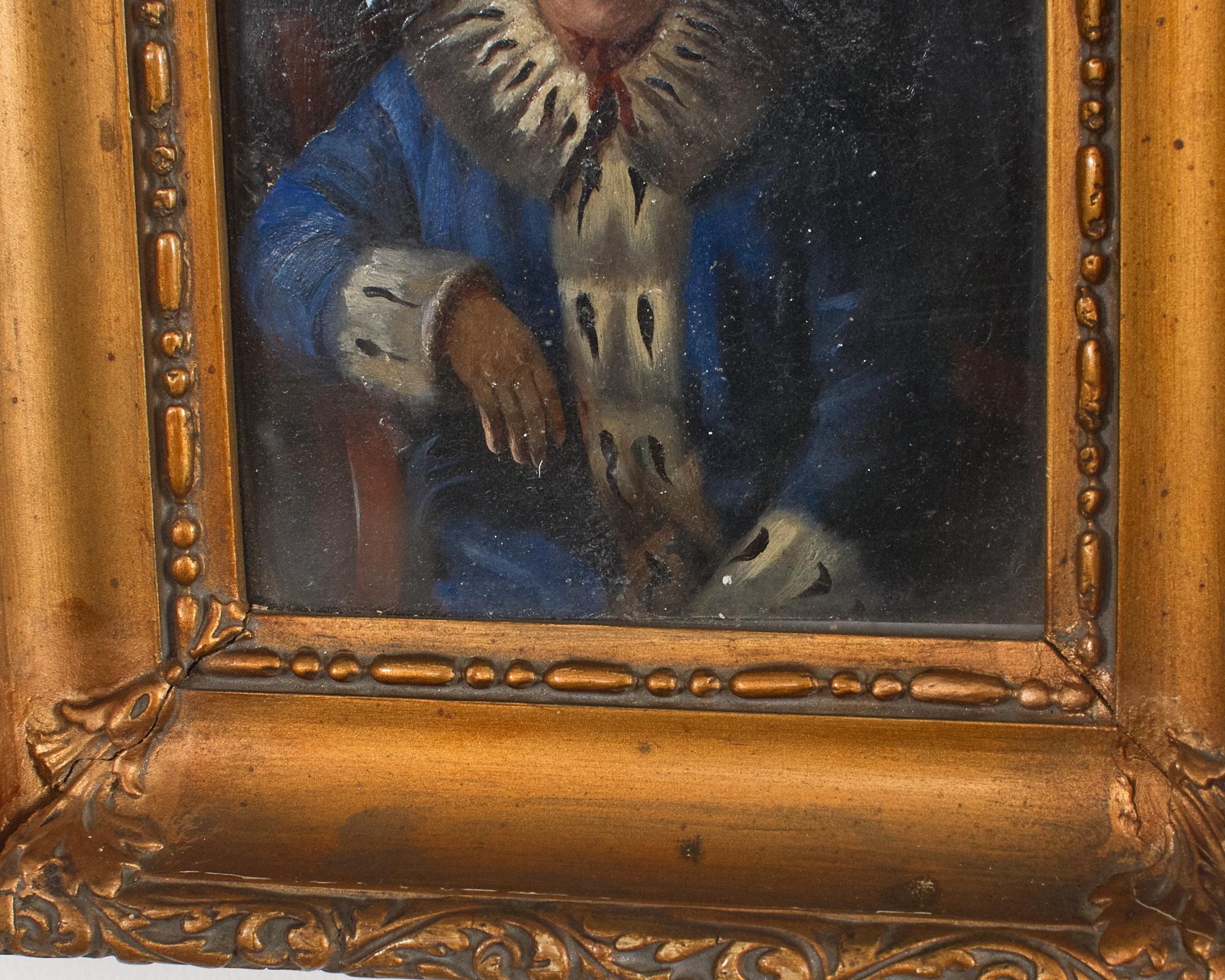 Ira Yeager, Porträt einer Frau in Blau und Ermine (Handbemalt) im Angebot