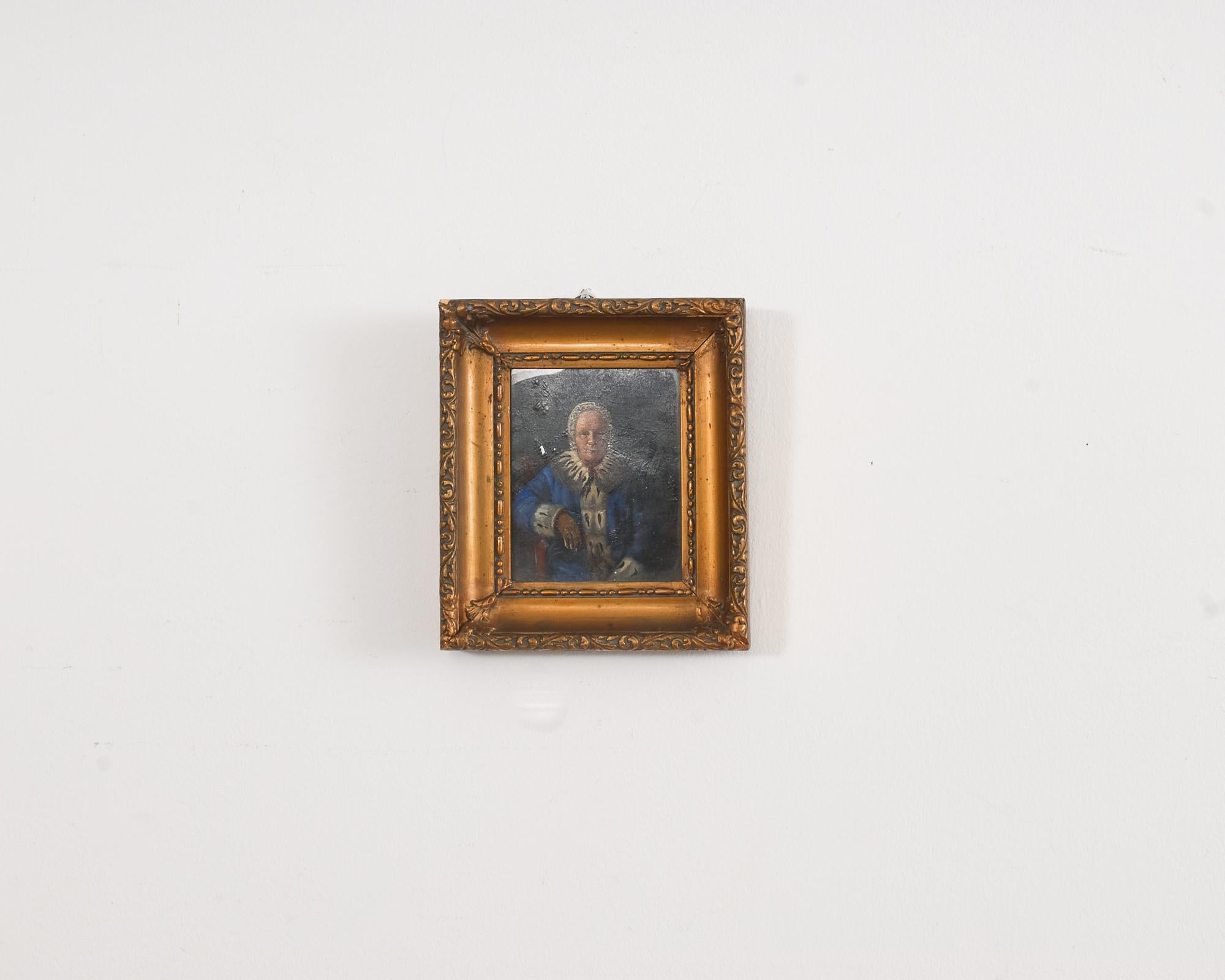 20ième siècle Portrait d'une femme en bleu et en hermine Ira Yeager en vente