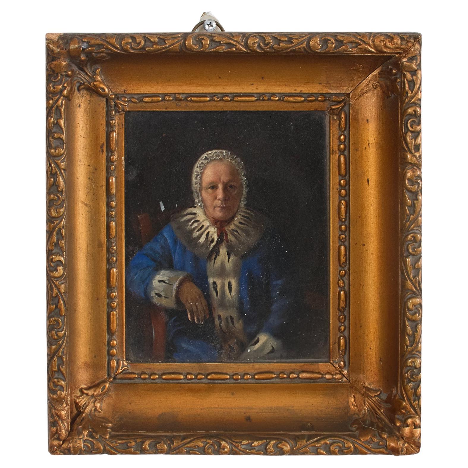 Ira Yeager Portrait of a Woman in Blue and Ermine For Sale