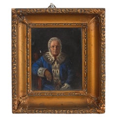 Antique Ira Yeager Portrait of a Woman in Blue and Ermine