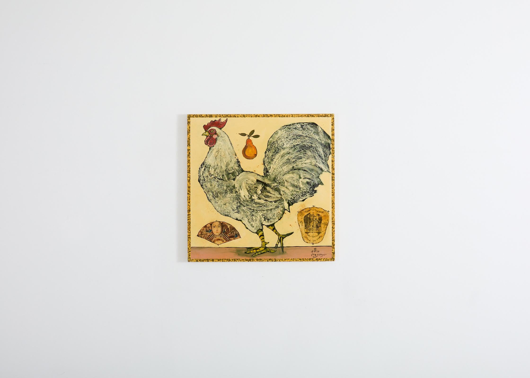 Country Ira Yeager Rooster 2008 Oil on Canvas Painting For Sale