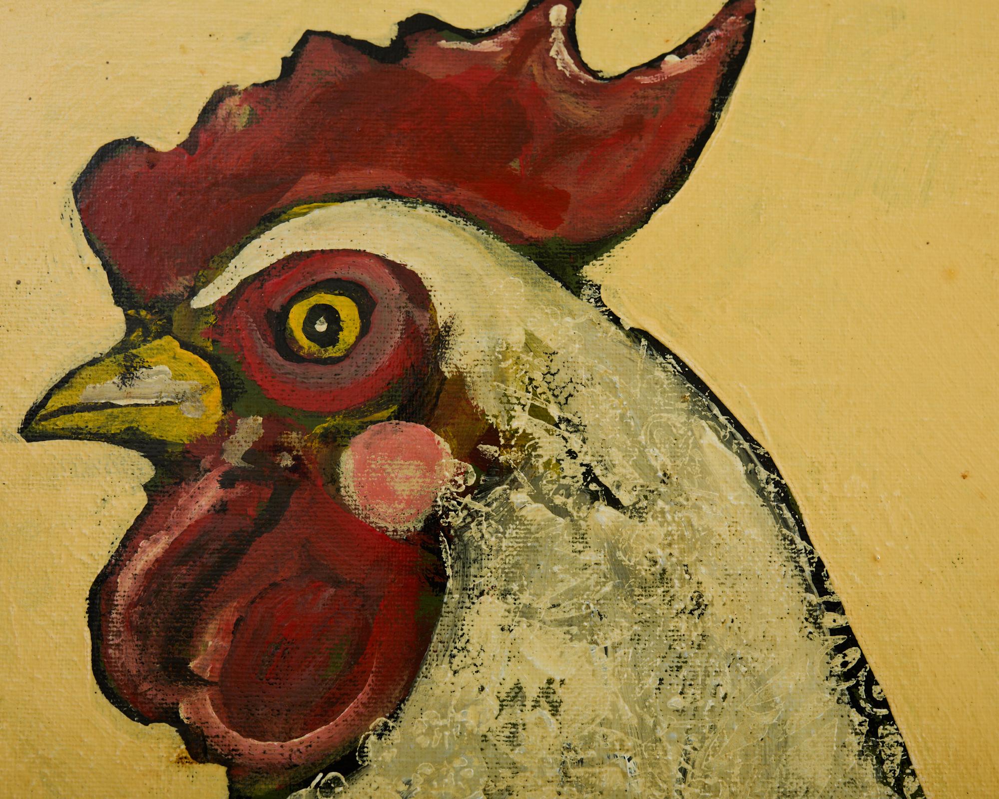 American Ira Yeager Rooster 2008 Oil on Canvas Painting For Sale