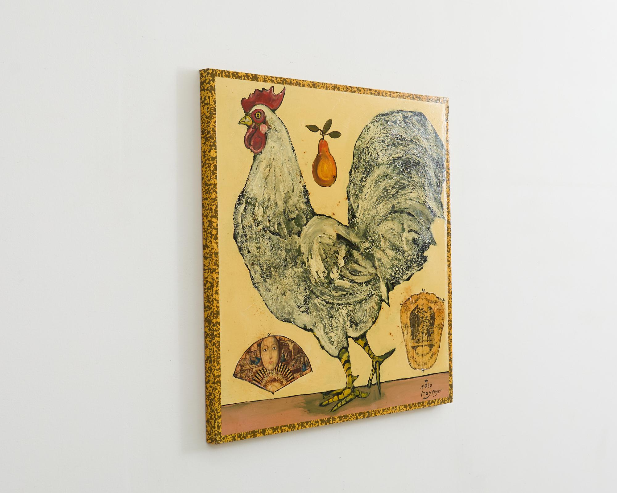 Contemporary Ira Yeager Rooster 2008 Oil on Canvas Painting For Sale