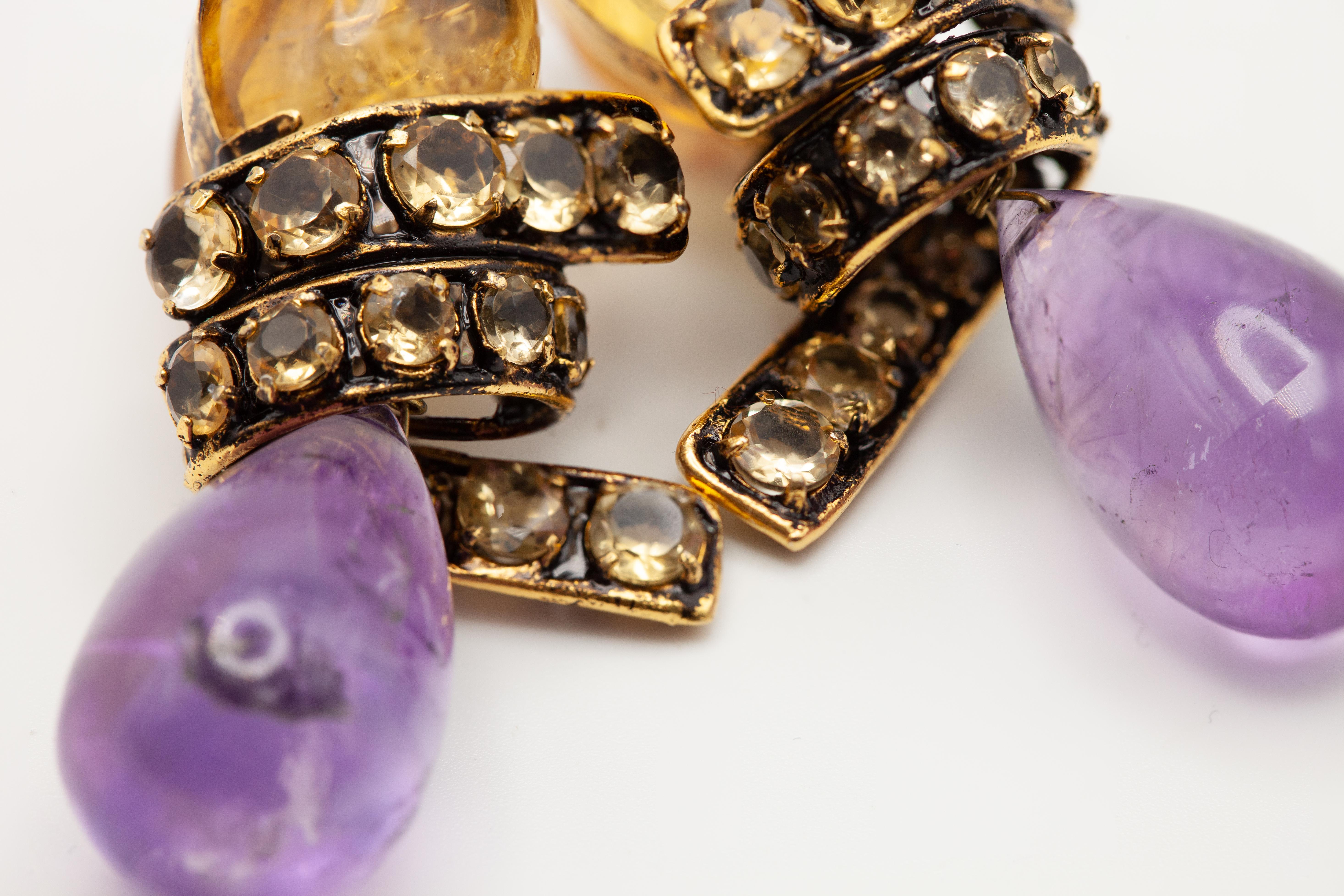 Iradj Moini Citrine and Amethyst Drop Earrings 6