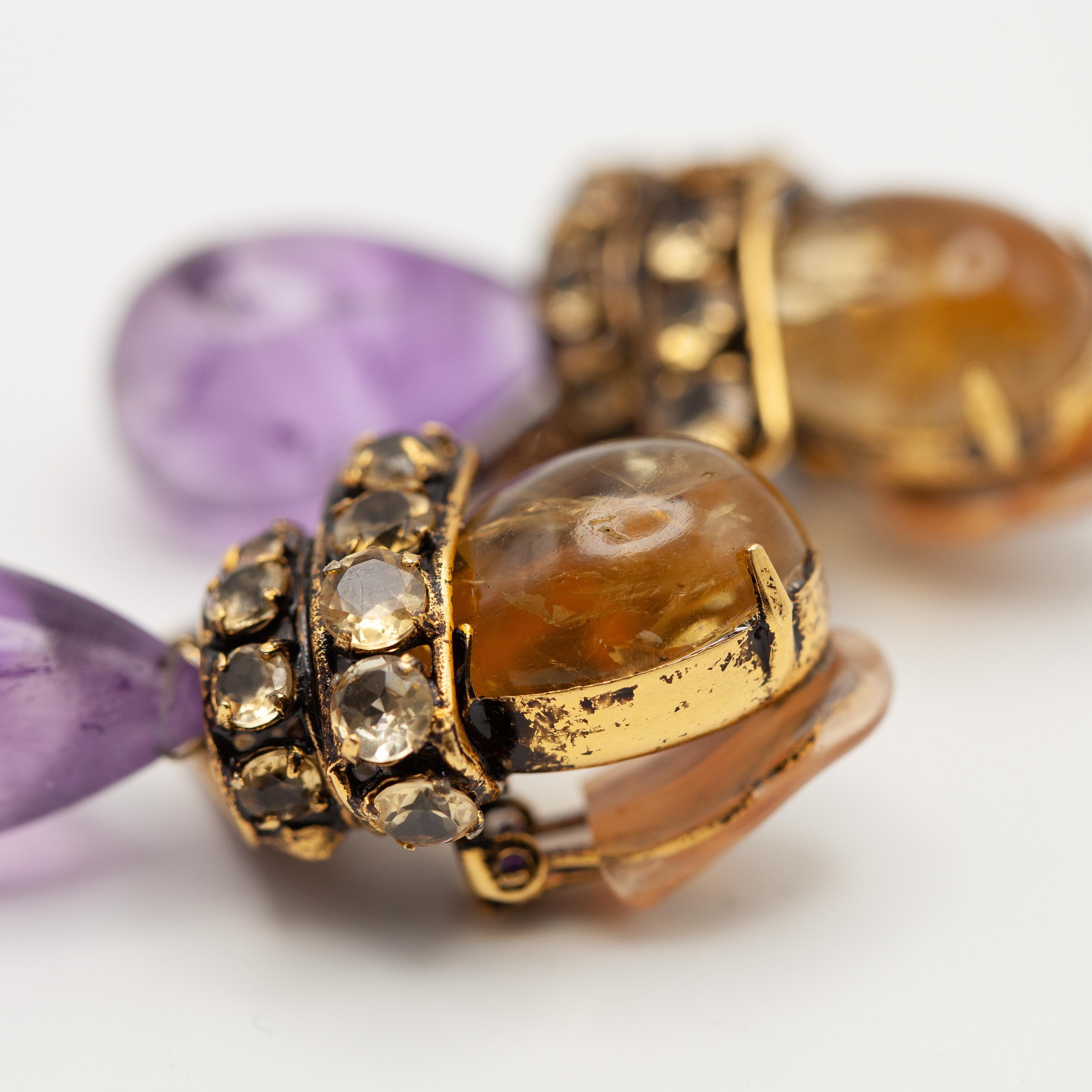 Iradj Moini Citrine and Amethyst Drop Earrings 7