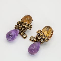 Orecchini a goccia di Citrino e Ametista di Iradj Moini