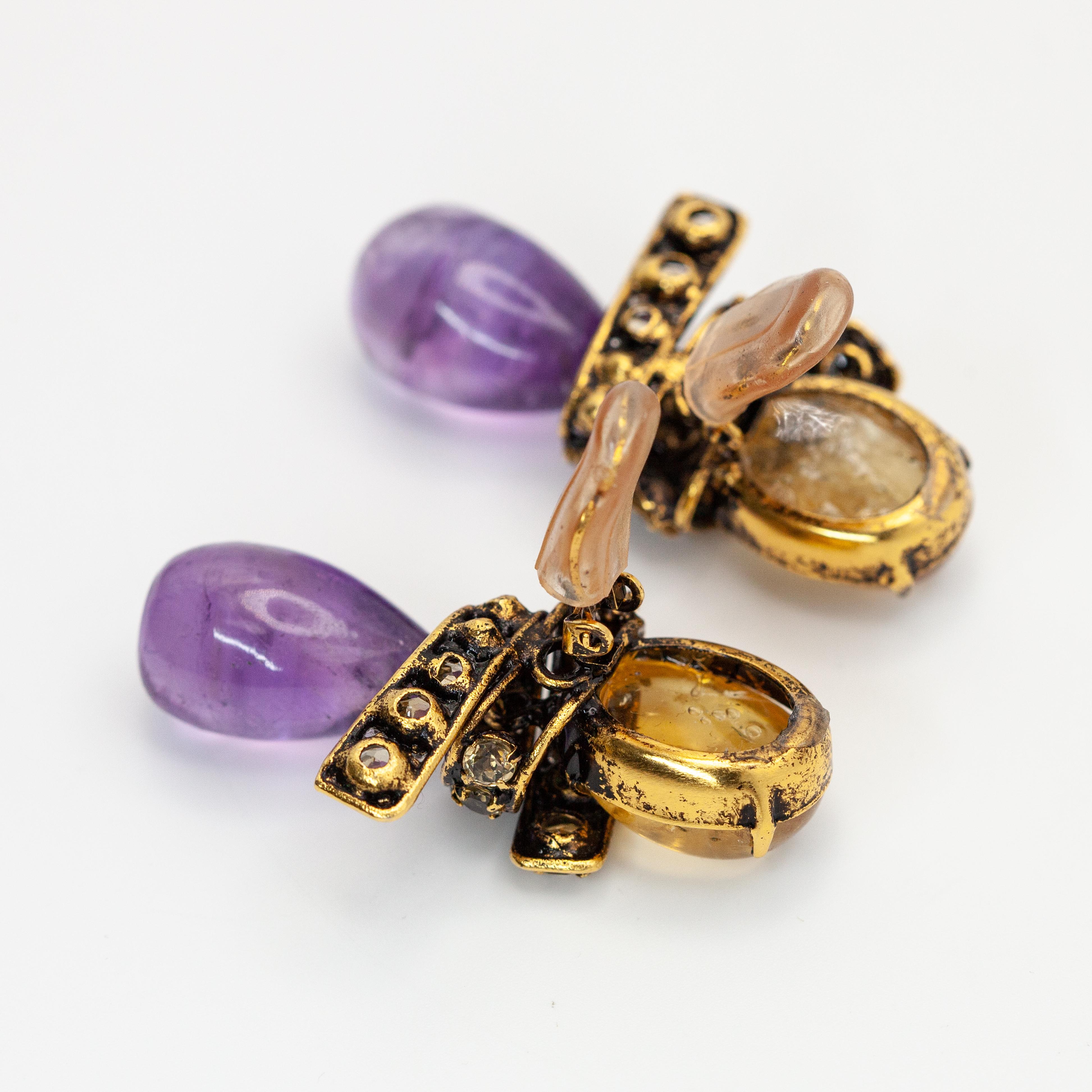 Modern Iradj Moini Citrine and Amethyst Drop Earrings
