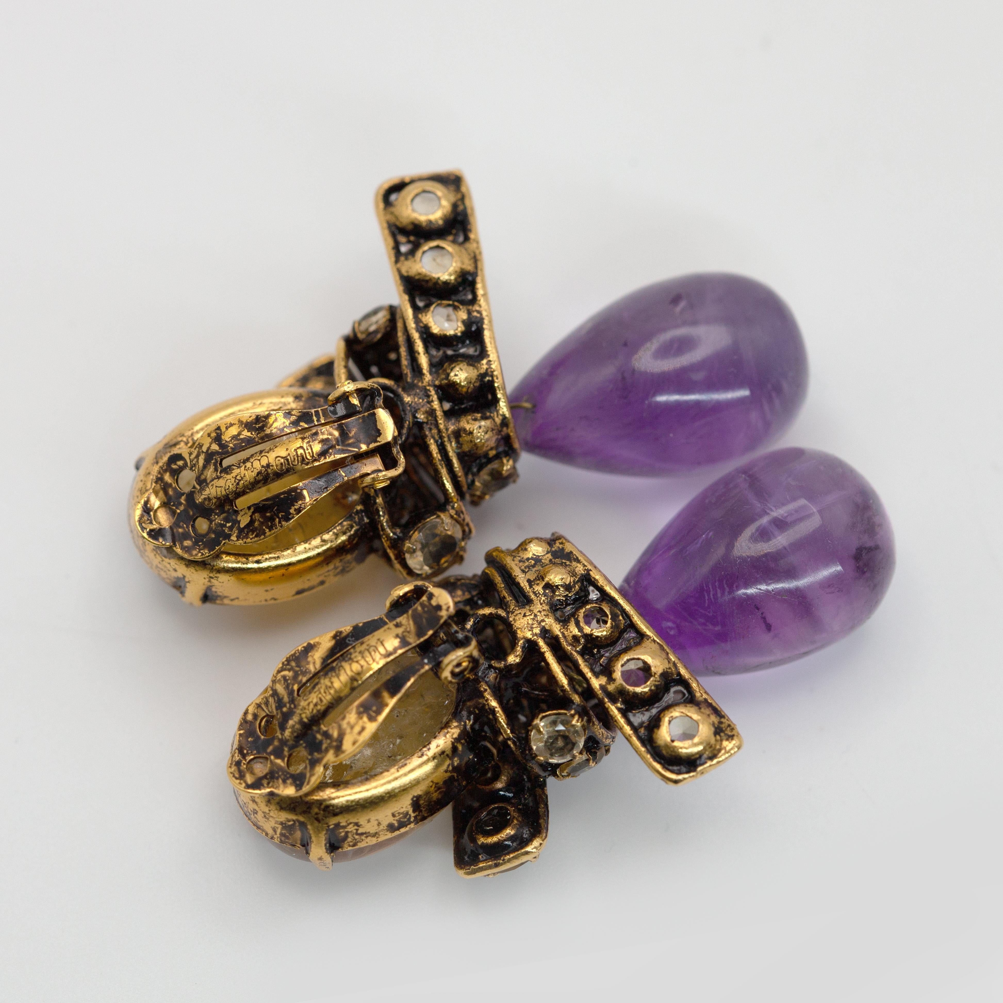 Iradj Moini Citrine and Amethyst Drop Earrings In Good Condition In New York, NY