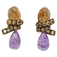 Iradj Moini Citrine and Amethyst Drop Earrings