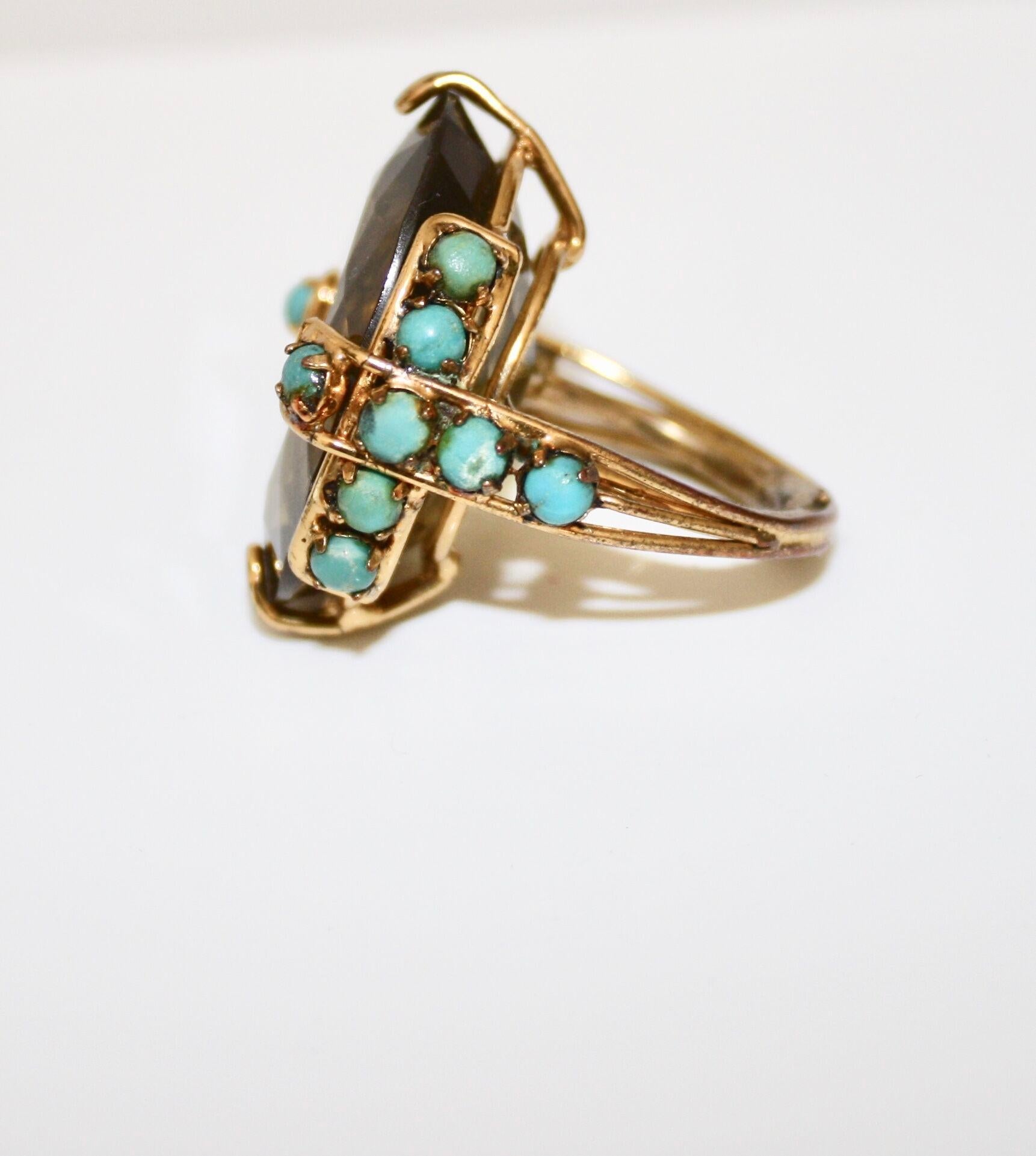 Women's Iradj Moini Citrine and Turquoise Adjustable Cocktail Ring