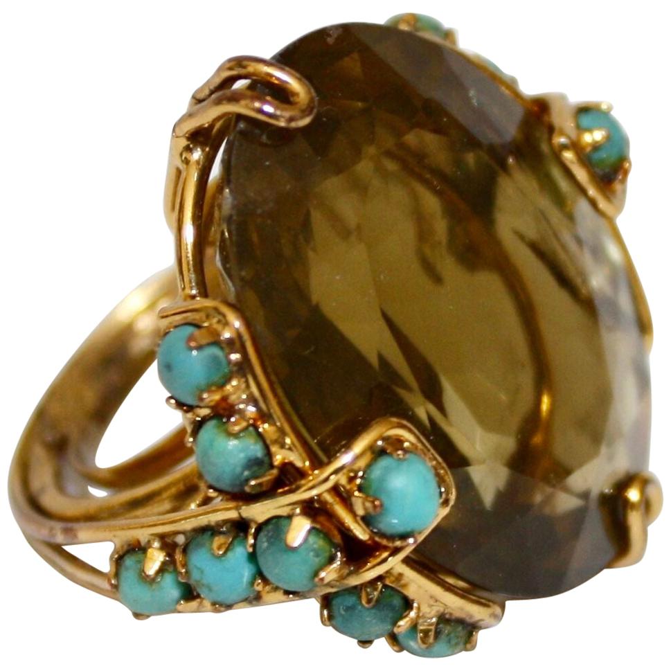 Iradj Moini Citrine and Turquoise Adjustable Cocktail Ring