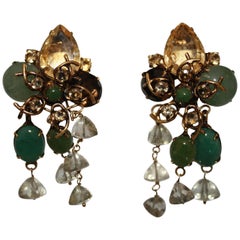 Iradj Moini Citrine, Jade, Jasper, and Lemon Quartz Clip Earrings