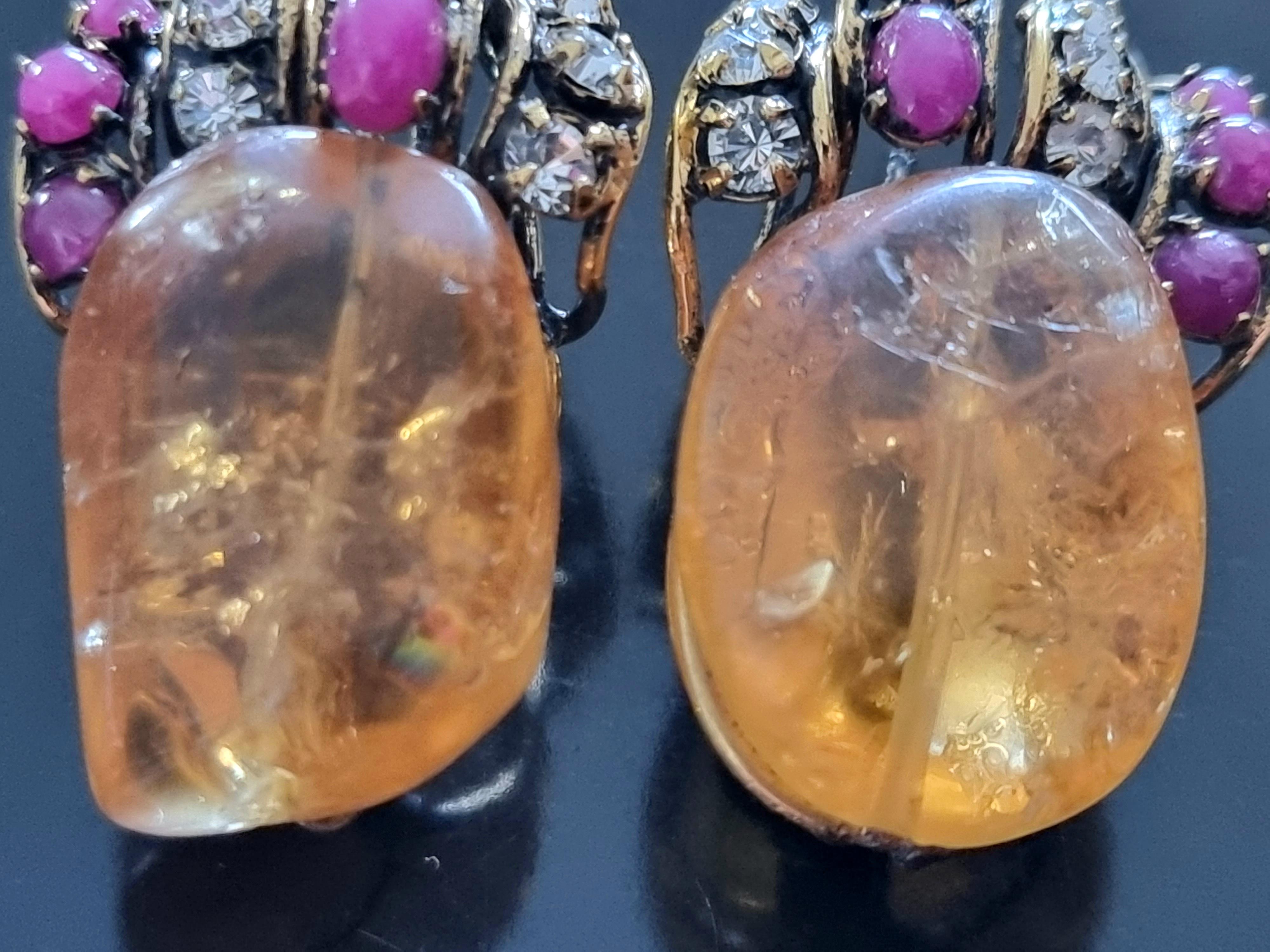 Iradj Moini, Clip-on EARRINGS, vintage, glass cabochons, rhinestones For Sale 9