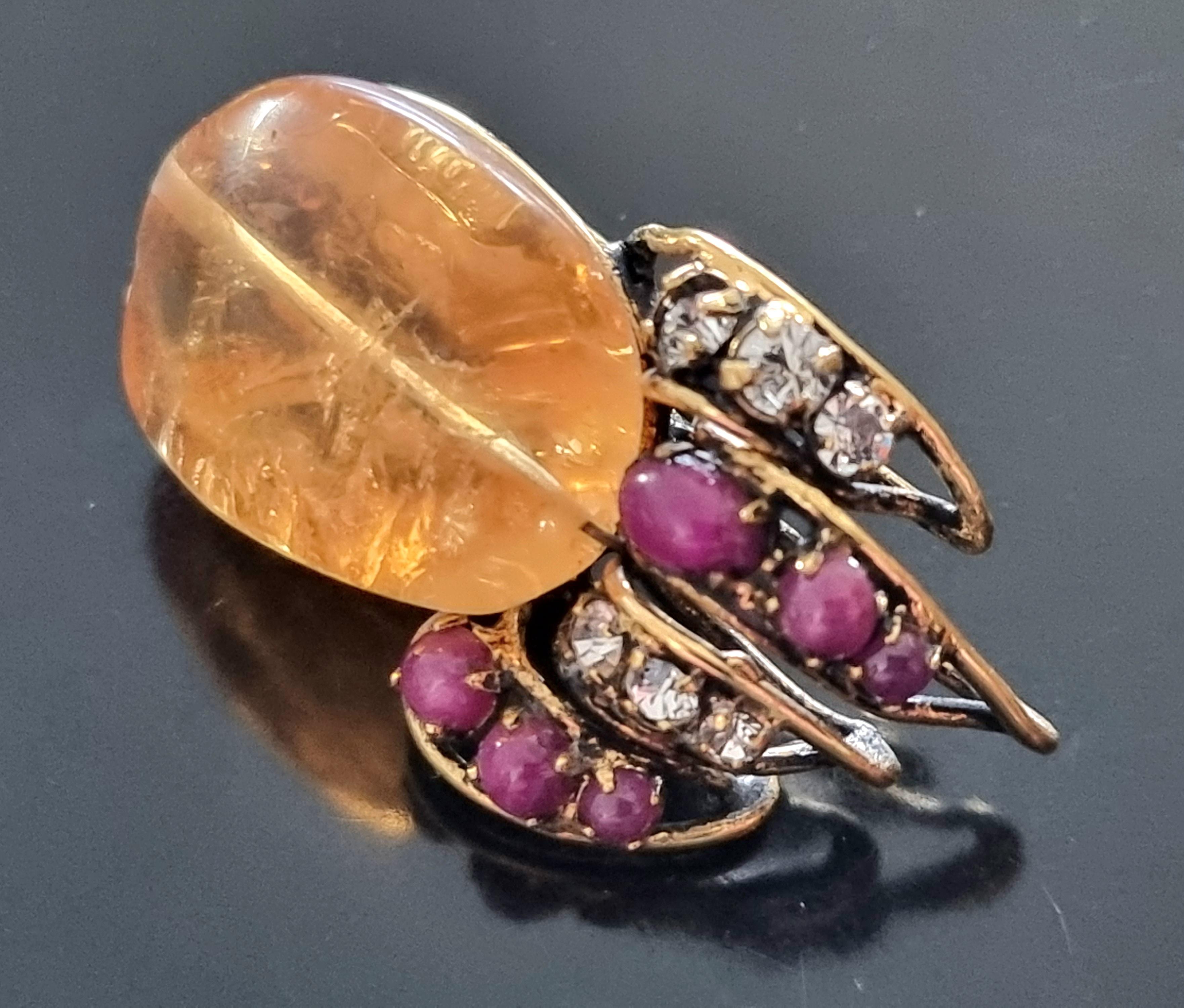 Iradj Moini, Clip-on EARRINGS, vintage, glass cabochons, rhinestones For Sale 12