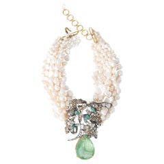 Iradj Moini Emerald tone Gemstone Pearl Necklace