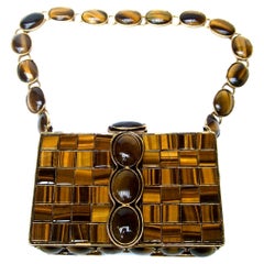 Iradj Moini Opulent Semi Precious Tiger Eye Artisan Shoulder Bag 21st c