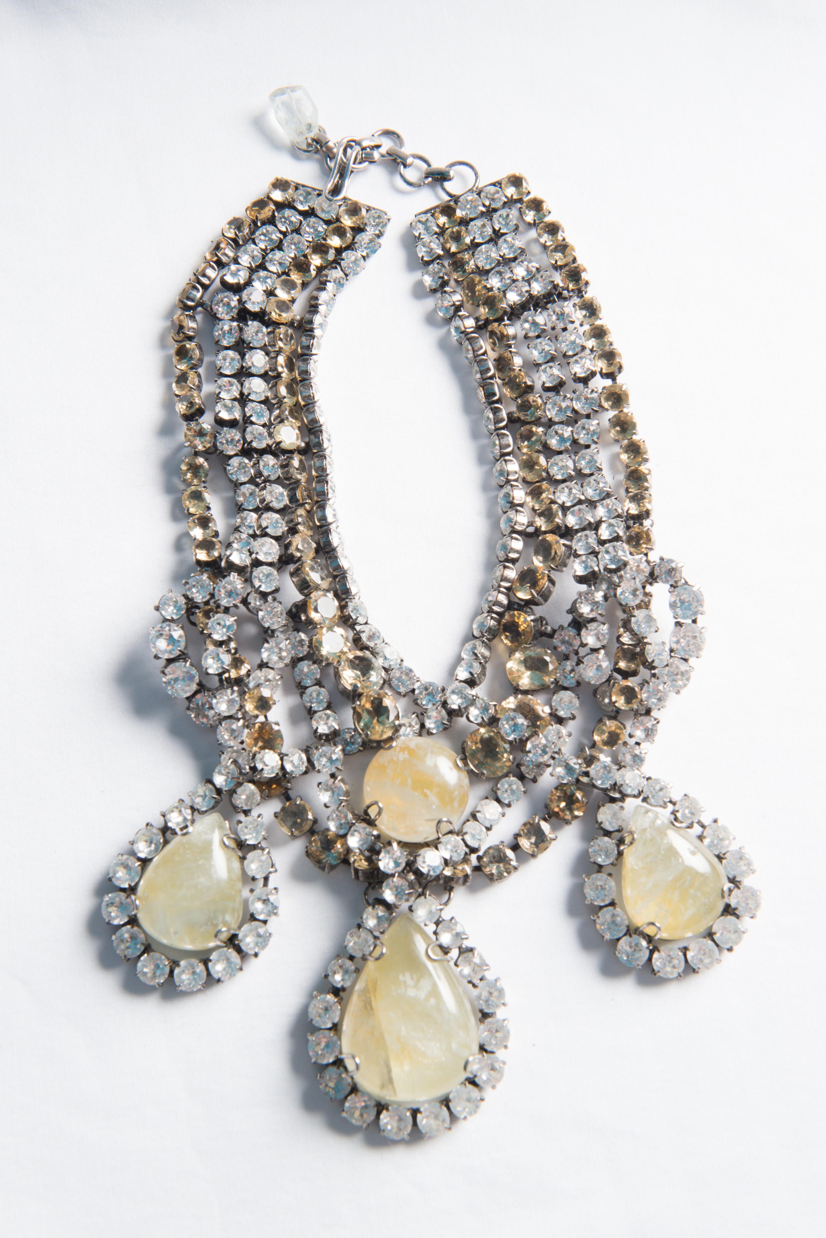 Iradj Moini Edelstein-Kristall-Halskette und Ohrring-Set im Zustand „Hervorragend“ im Angebot in Stamford, CT