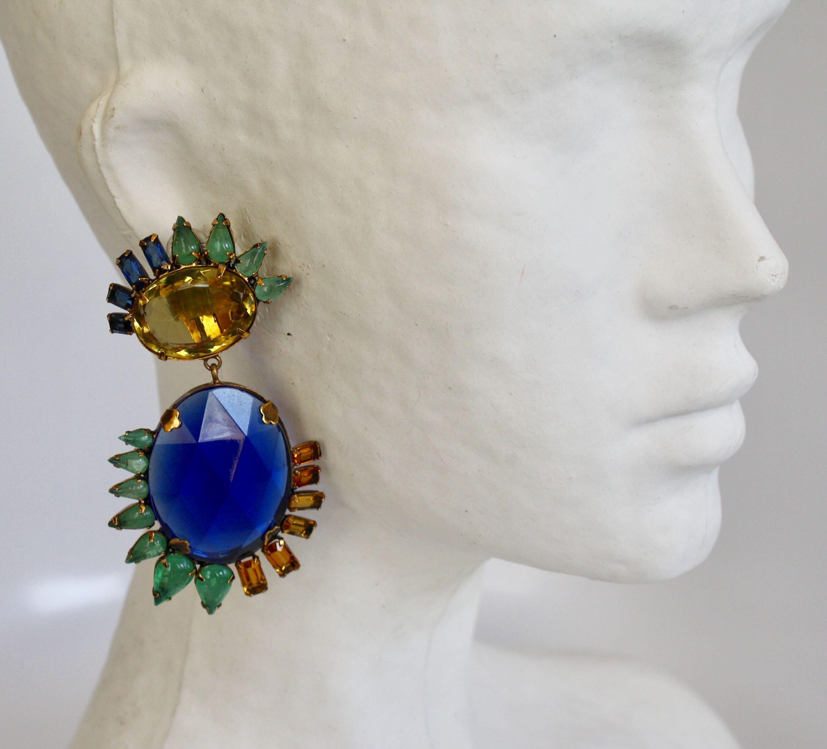 Lemon quartz top and vintage sapphire base clip earrings from designer Iradj Moini. 