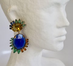 Iradj Moini Lemon Quartz and Vintage Sapphire Clip Earrings