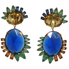 Iradj Moini Lemon Quartz and Vintage Sapphire Clip Earrings