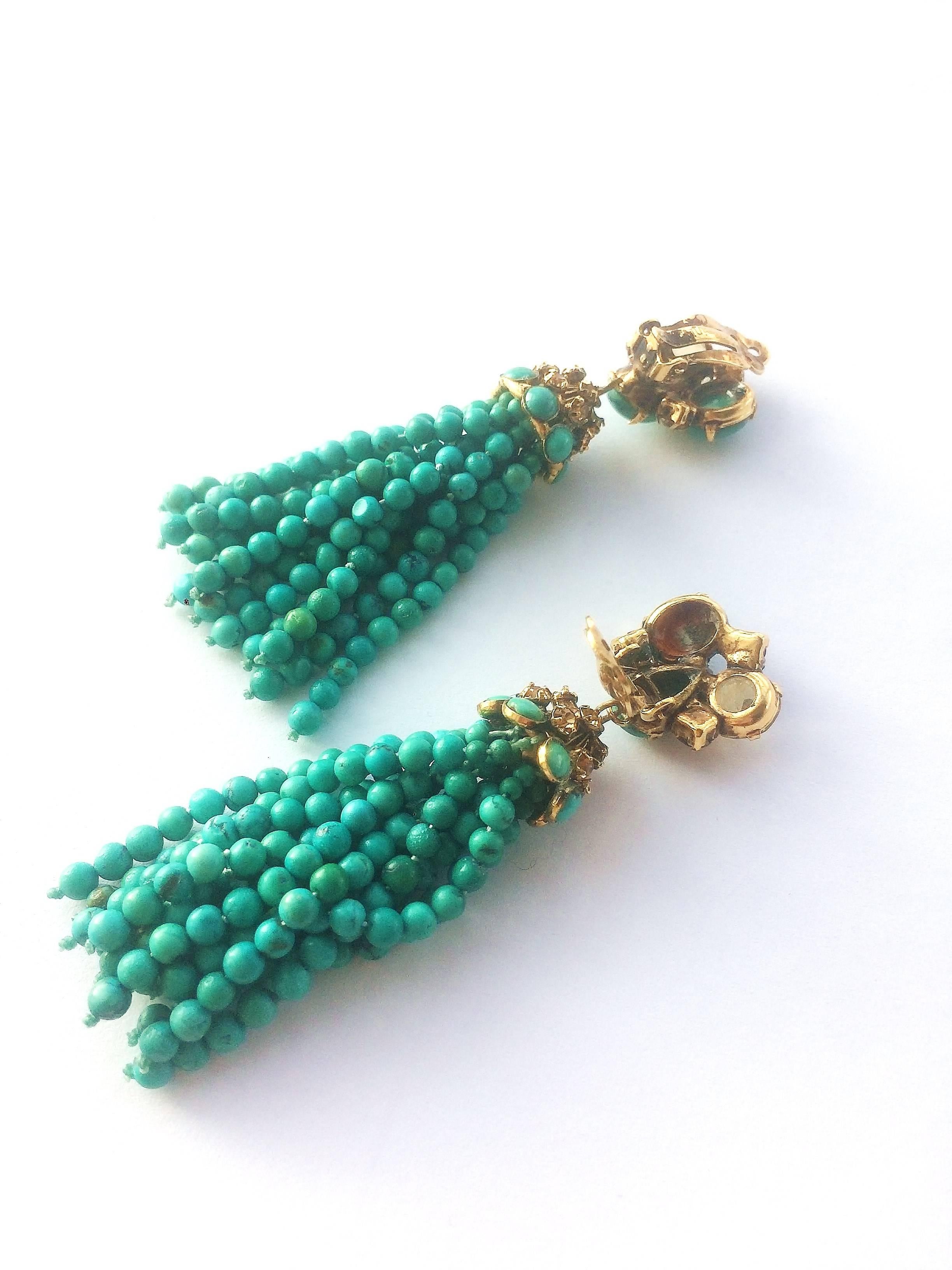 Iradj Moini long turquoise and citrine tassel earrings, 1990s/2000. 3