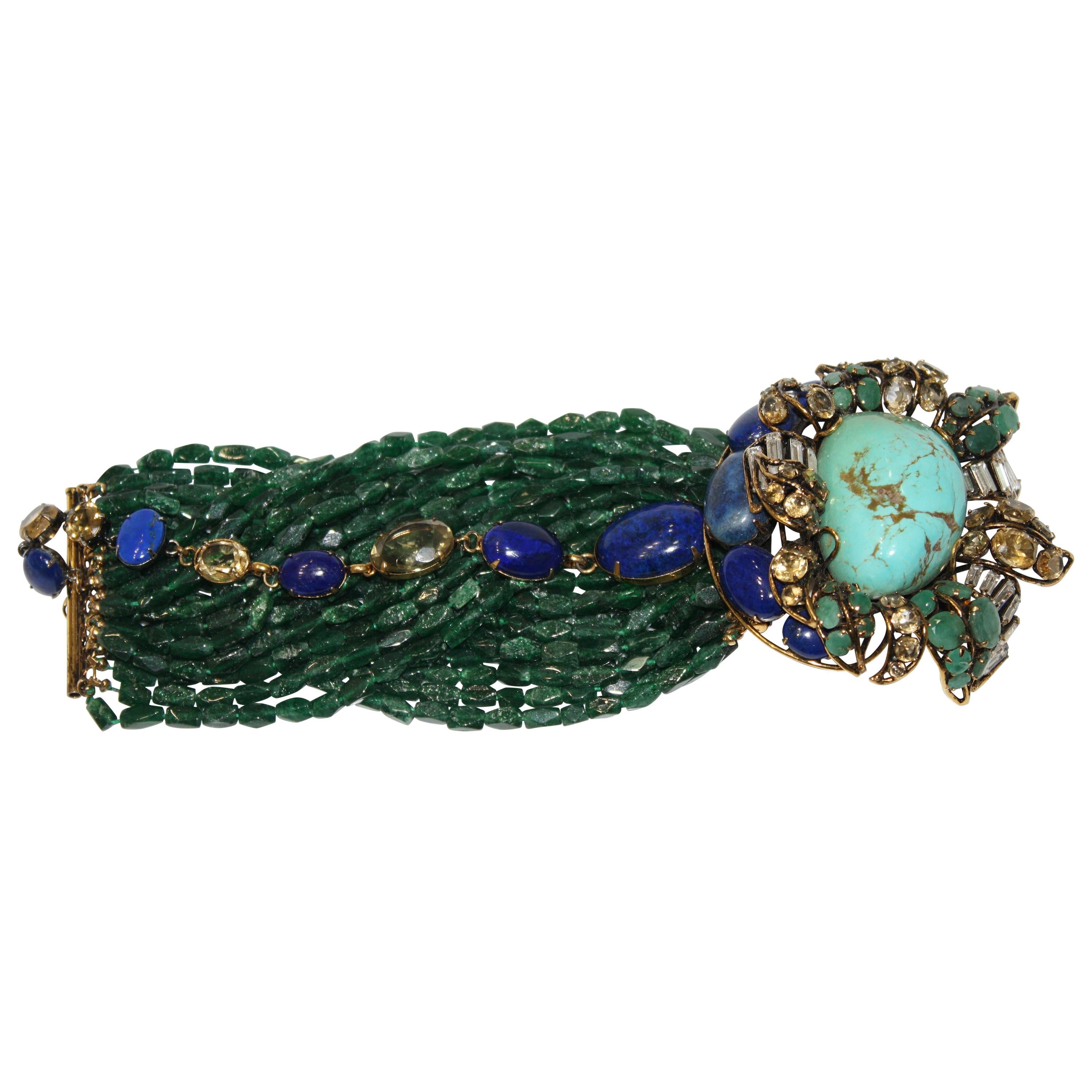 Iradj Moini Multi Strand Bracelet with Brooch Clasp