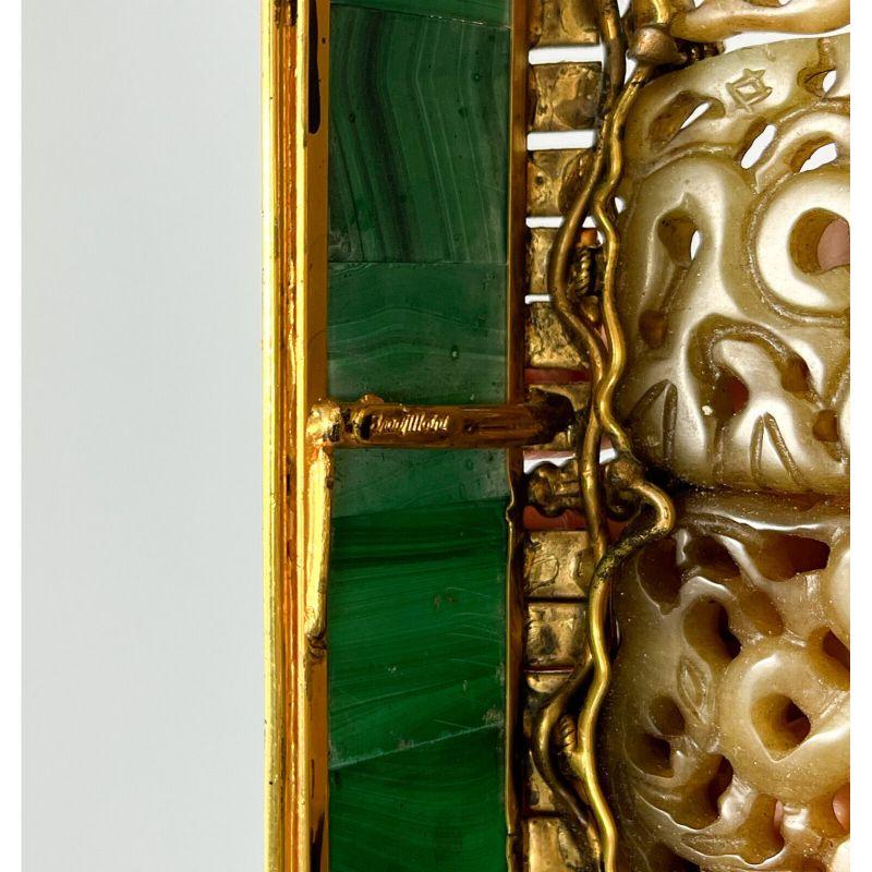 Iradj Moini - Pochette orientale d'exception, en jade sculpté en malachite et faux diamant en vente 5